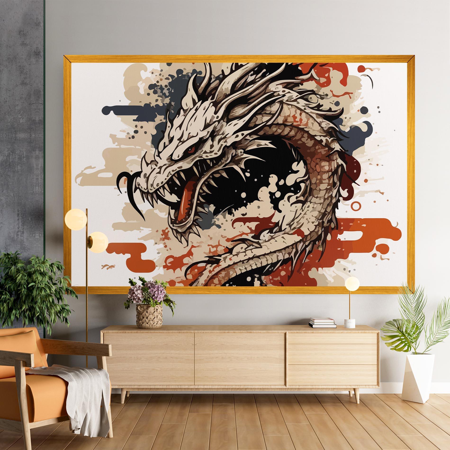 Tablou Canvas Cream Dragon Art mockup 9