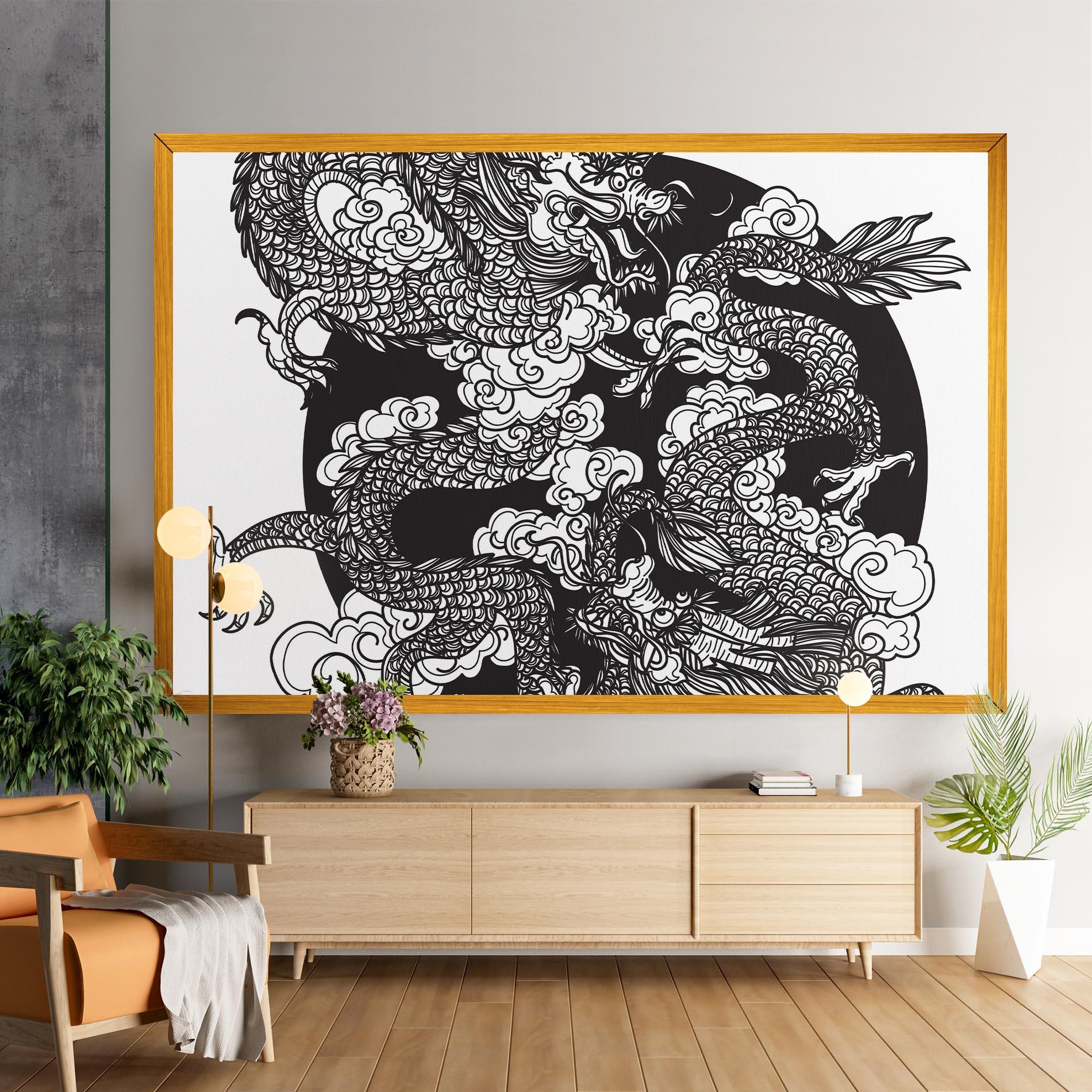 Tablou Canvas Grey Moon Dragon mockup 9