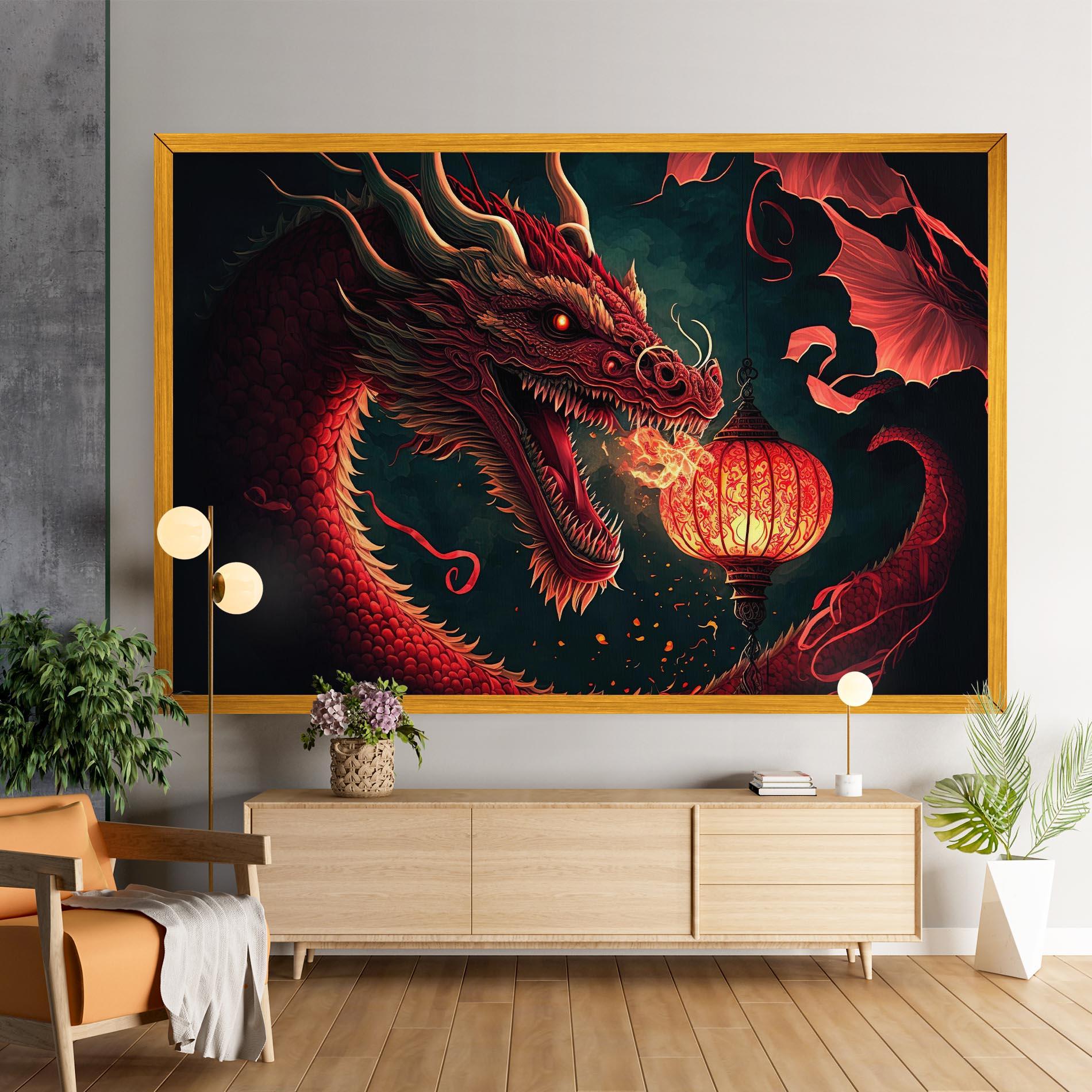 Tablou Canvas Red Fire Dragon mockup 9