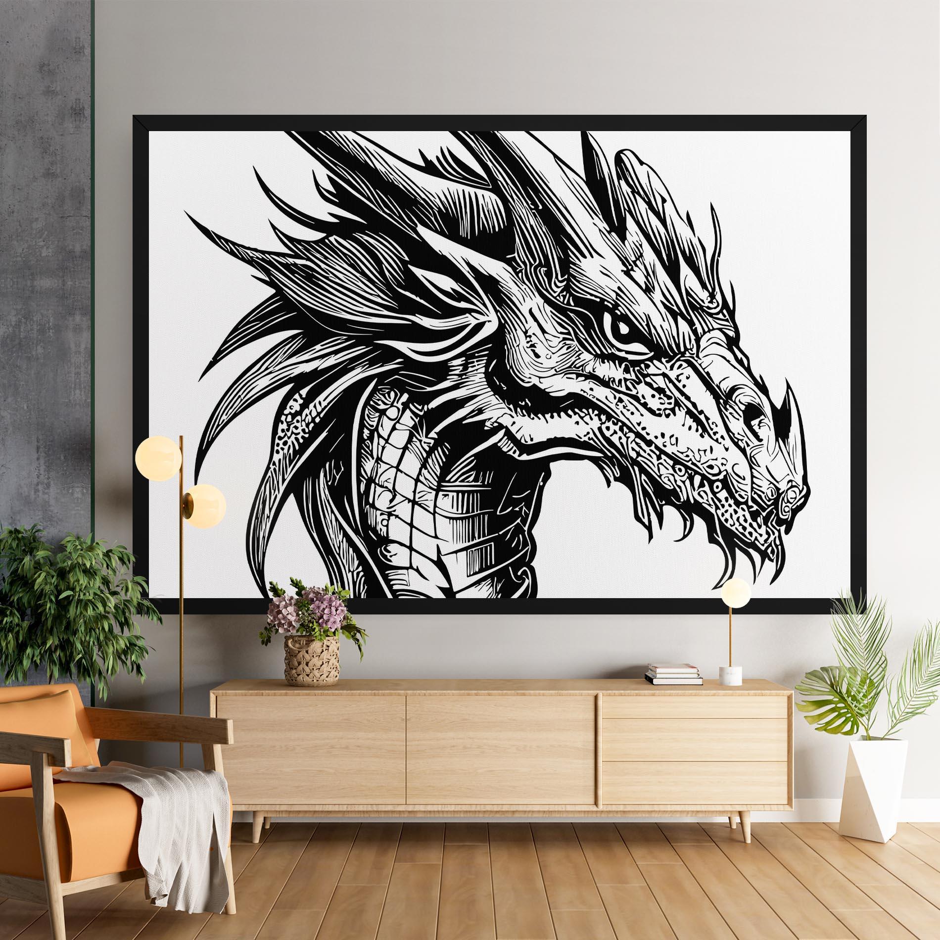 Tablou Canvas Black Line Dragon mockup 9