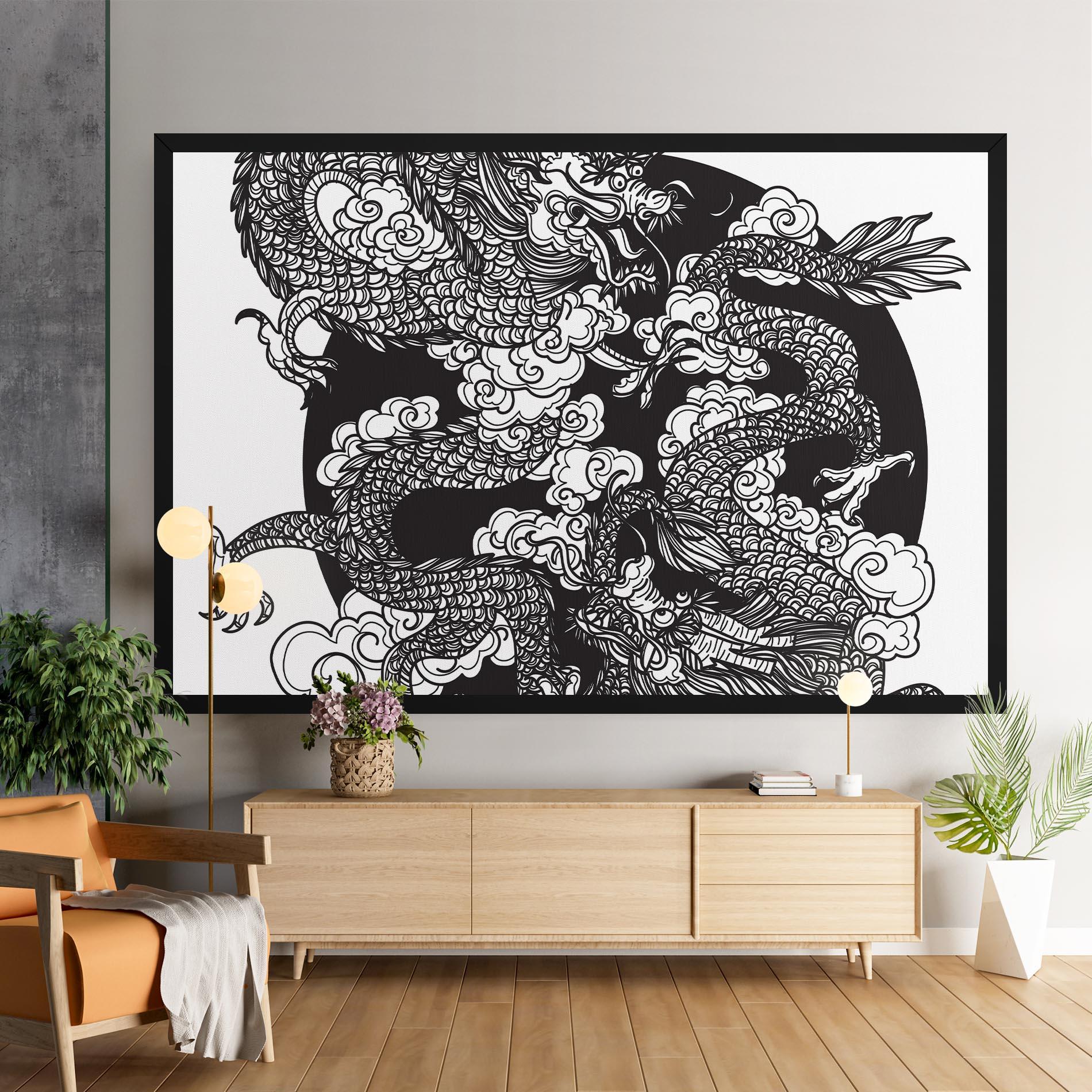 Tablou Canvas Grey Moon Dragon mockup 9