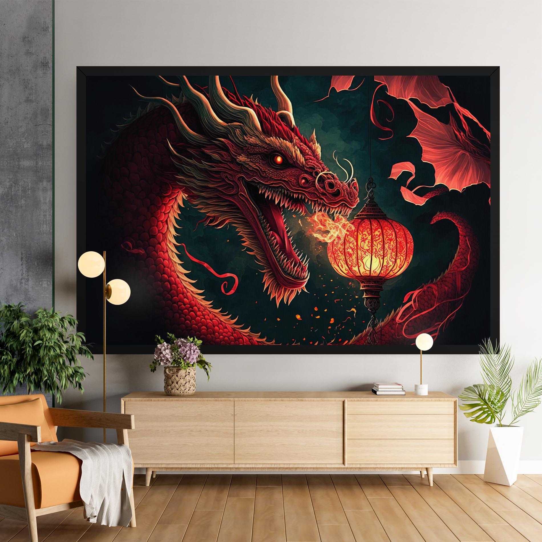 Tablou Canvas Red Fire Dragon mockup 9