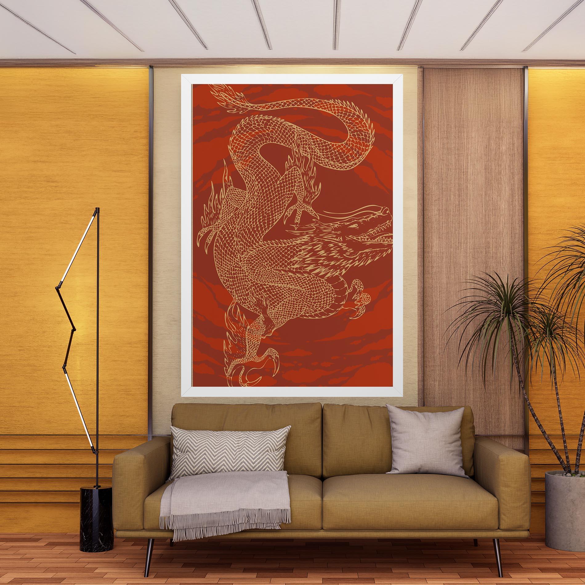 Tablou Canvas Chinese Dragon Red mockup 9