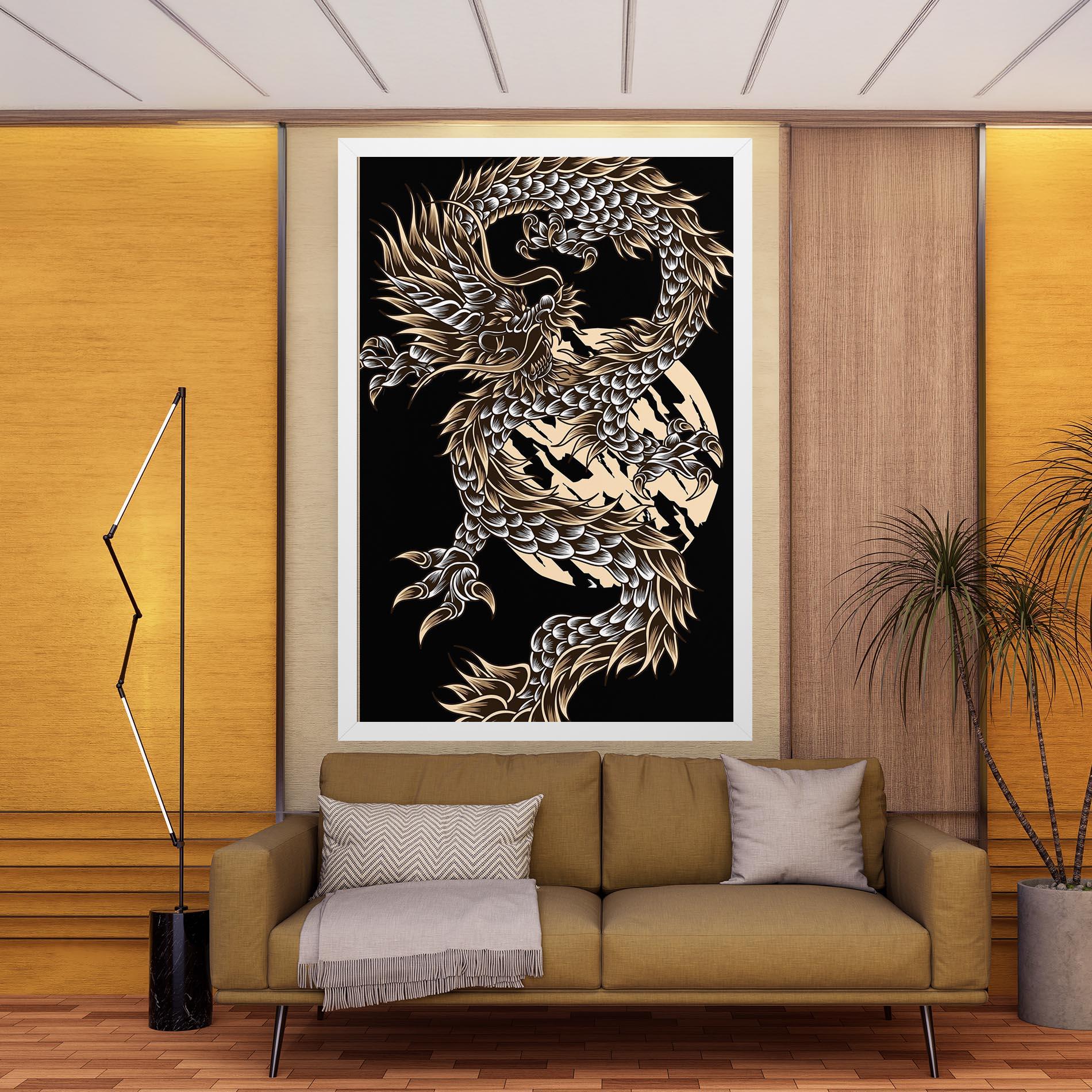 Tablou Canvas Cream Moon Dragon mockup 9