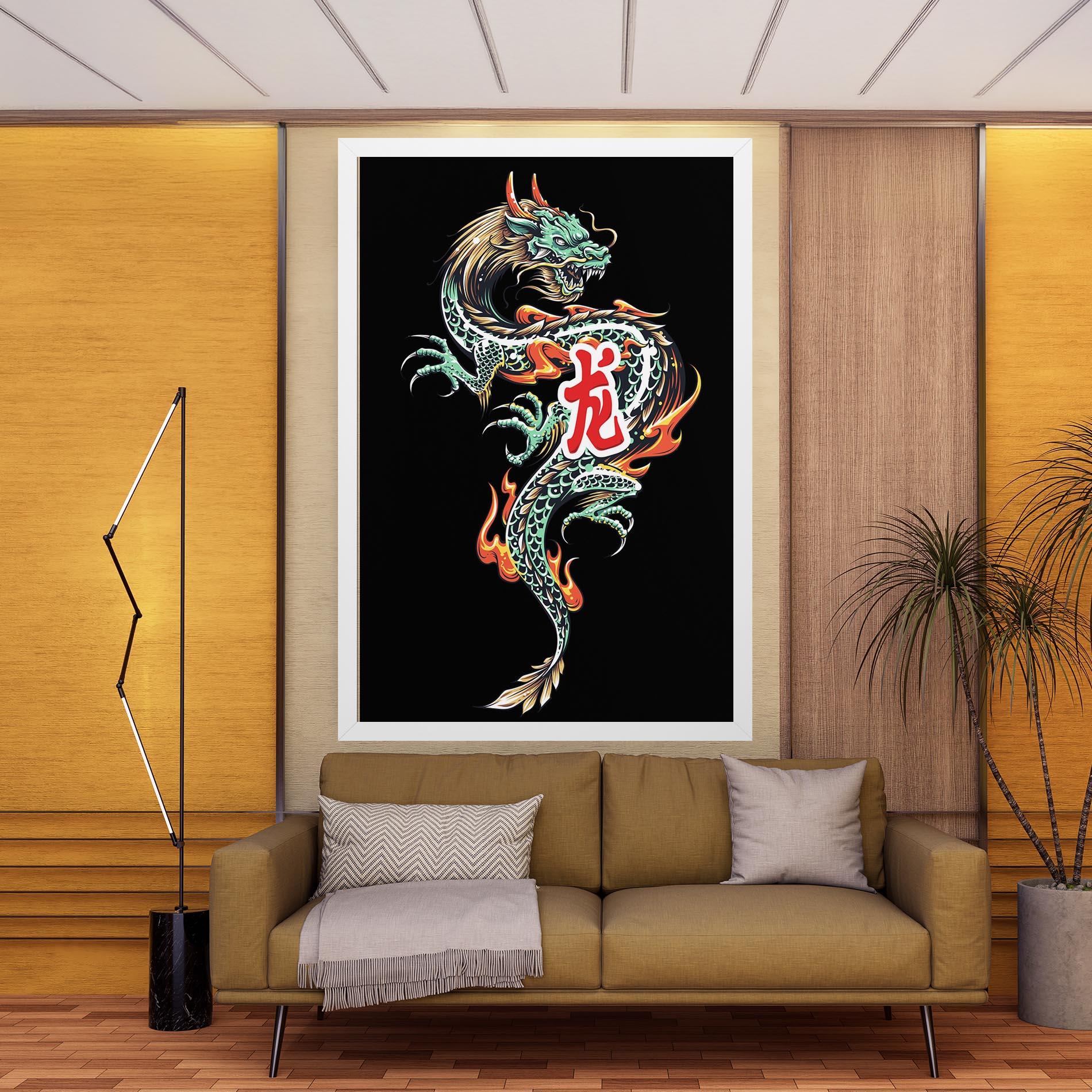 Tablou Canvas Green Fire Dragon mockup 9