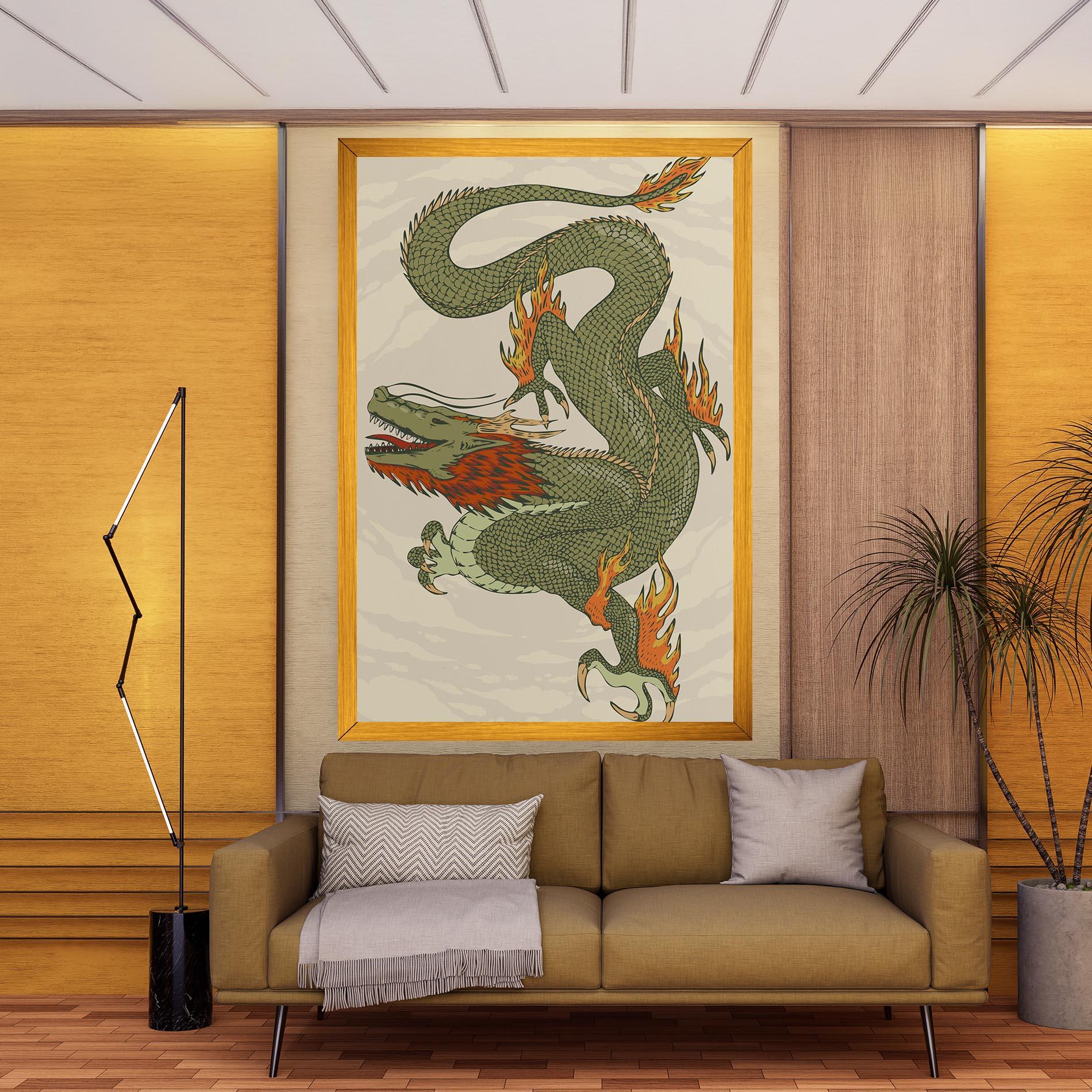 Tablou Canvas Chinese Dragon Green mockup 9