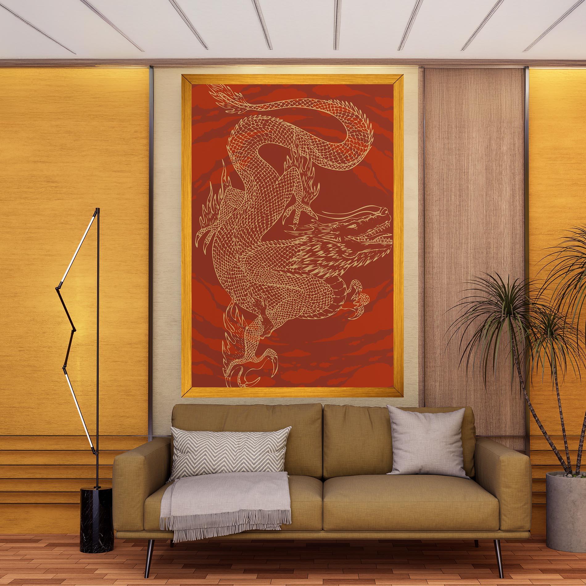 Tablou Canvas Chinese Dragon Red mockup 9