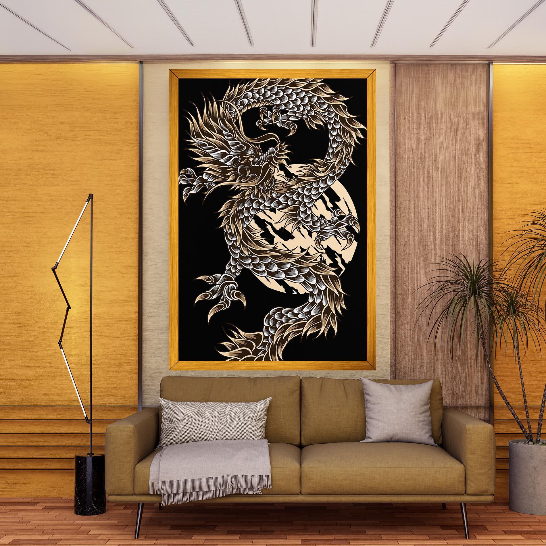 Tablou Canvas Cream Moon Dragon mockup 9