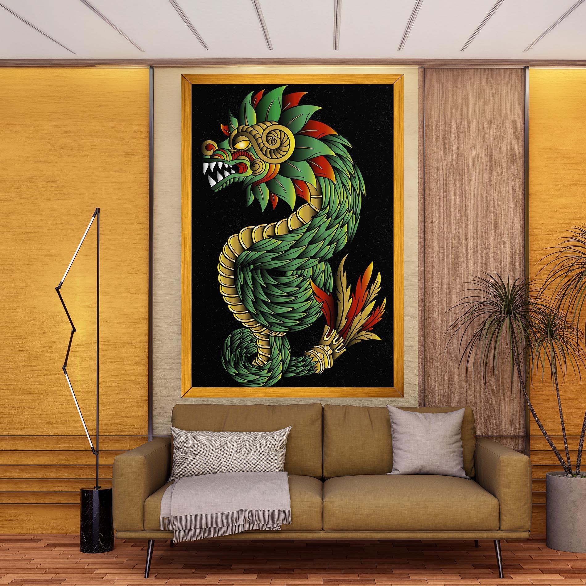 Tablou Canvas Green Yellow Dragon mockup 9