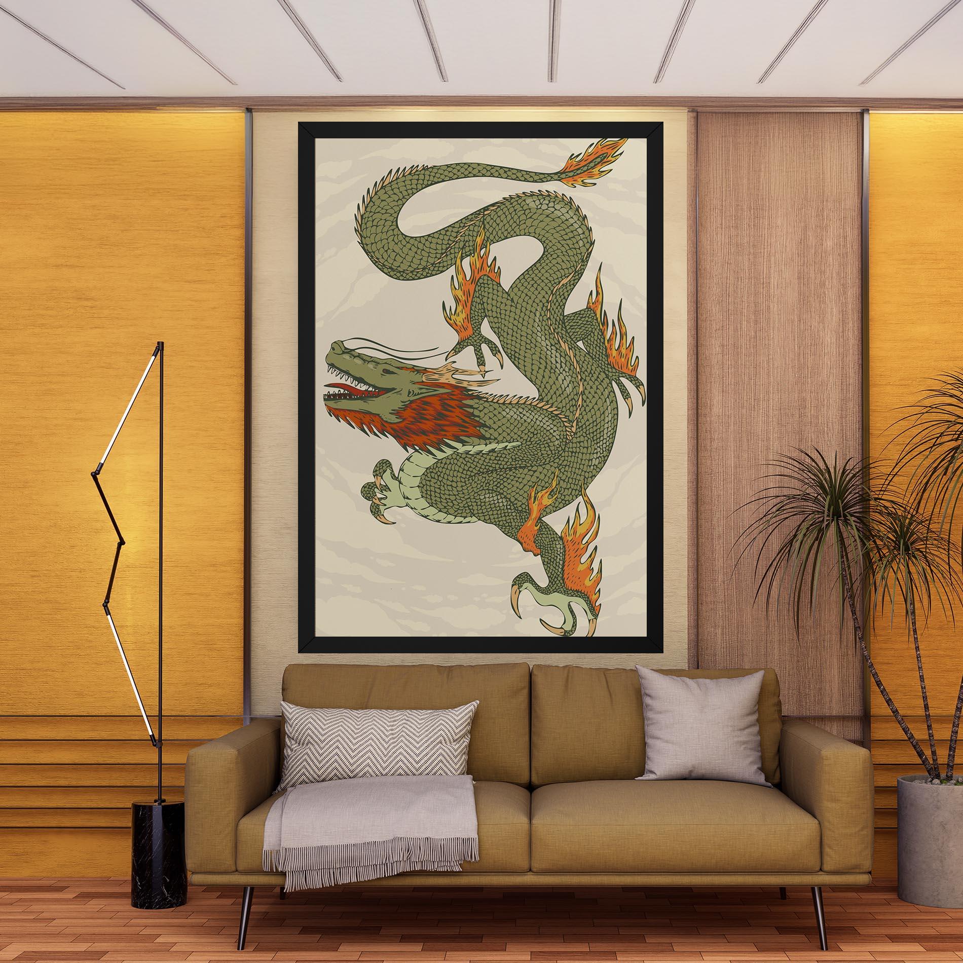 Tablou Canvas Chinese Dragon Green mockup 9