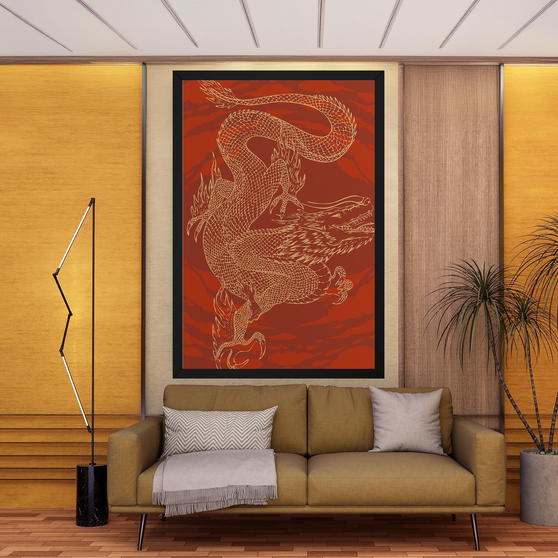 Tablou Canvas Chinese Dragon Red mockup 9