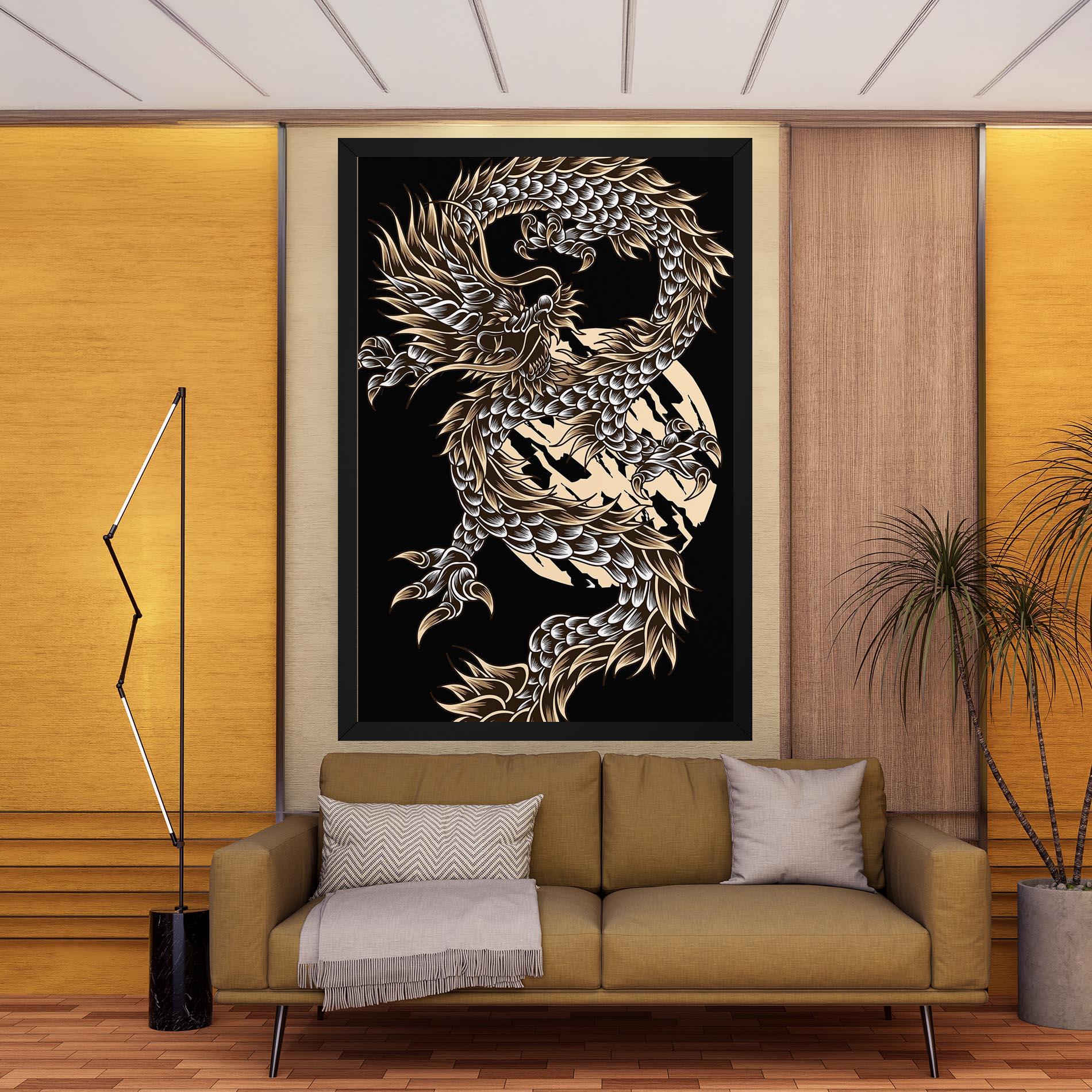 Tablou Canvas Cream Moon Dragon mockup 9