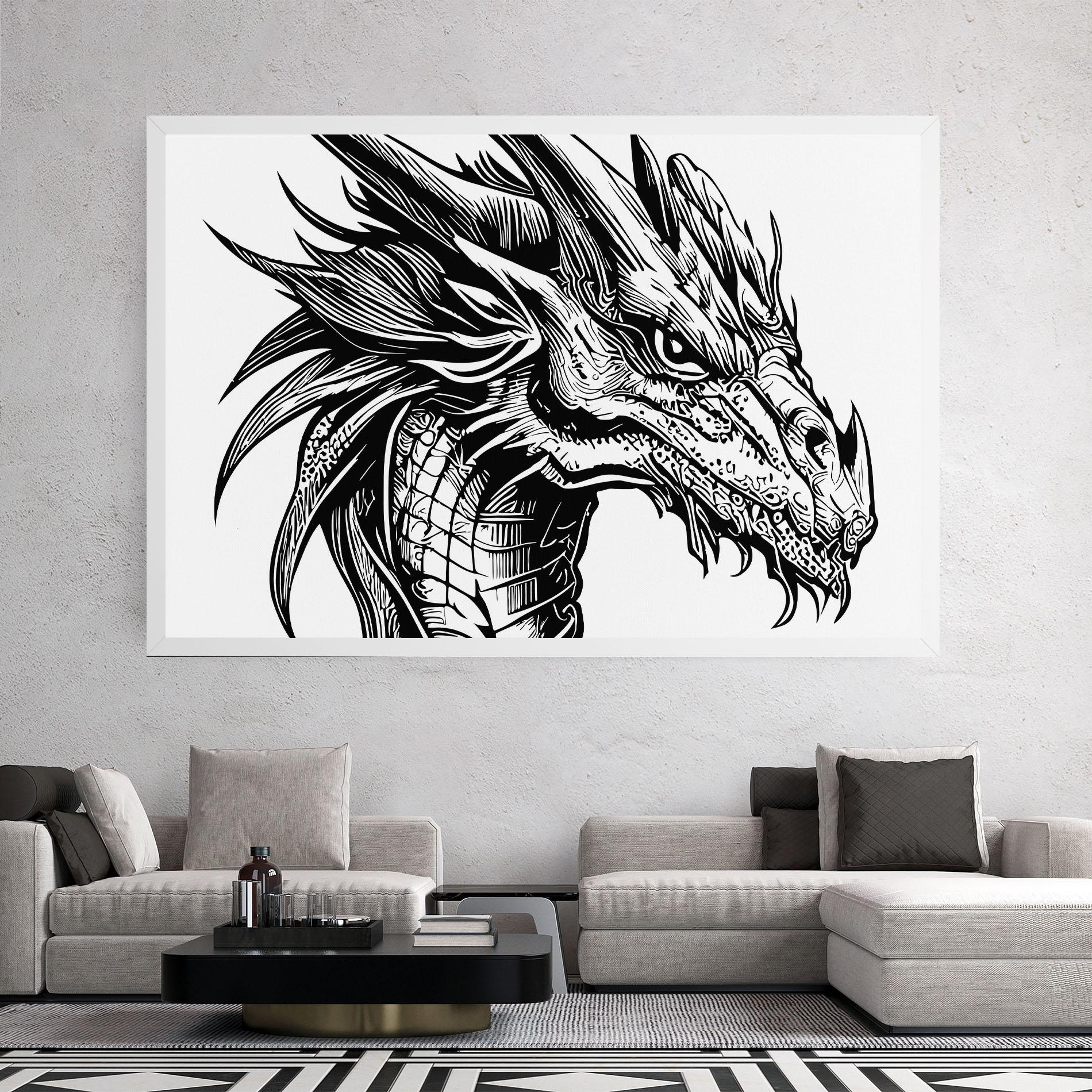 Tablou Canvas Black Line Dragon mockup 2