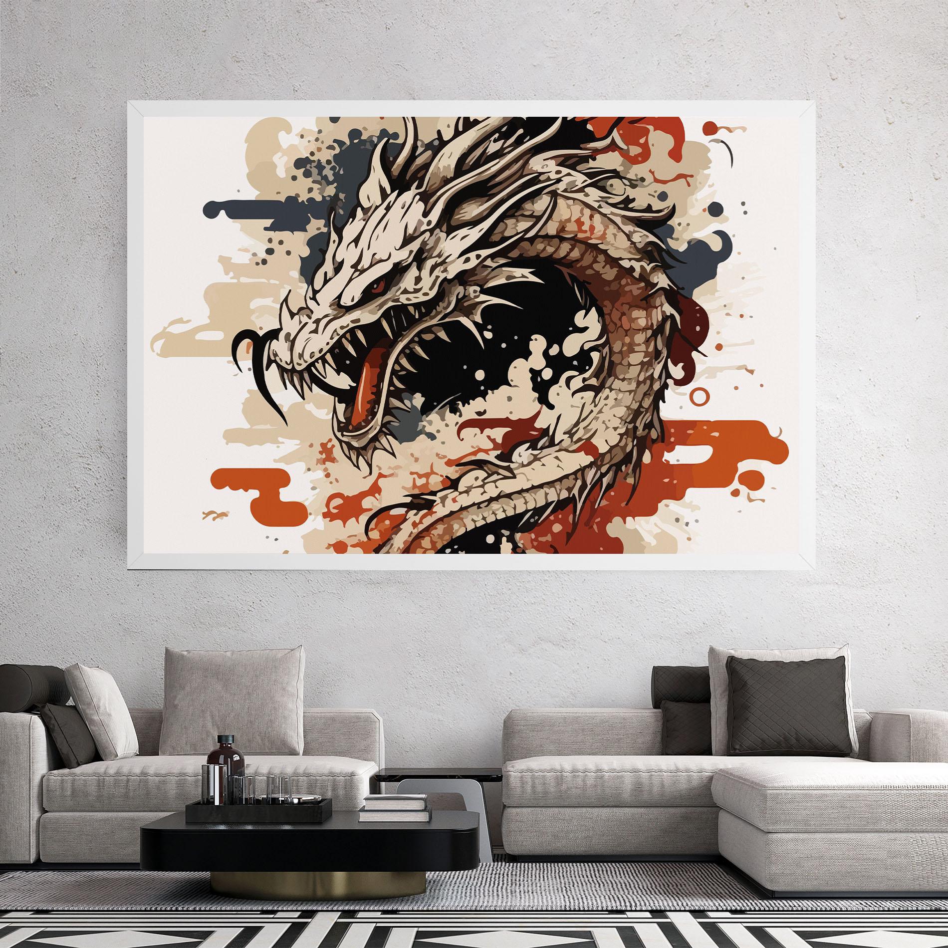 Tablou Canvas Cream Dragon Art mockup 2