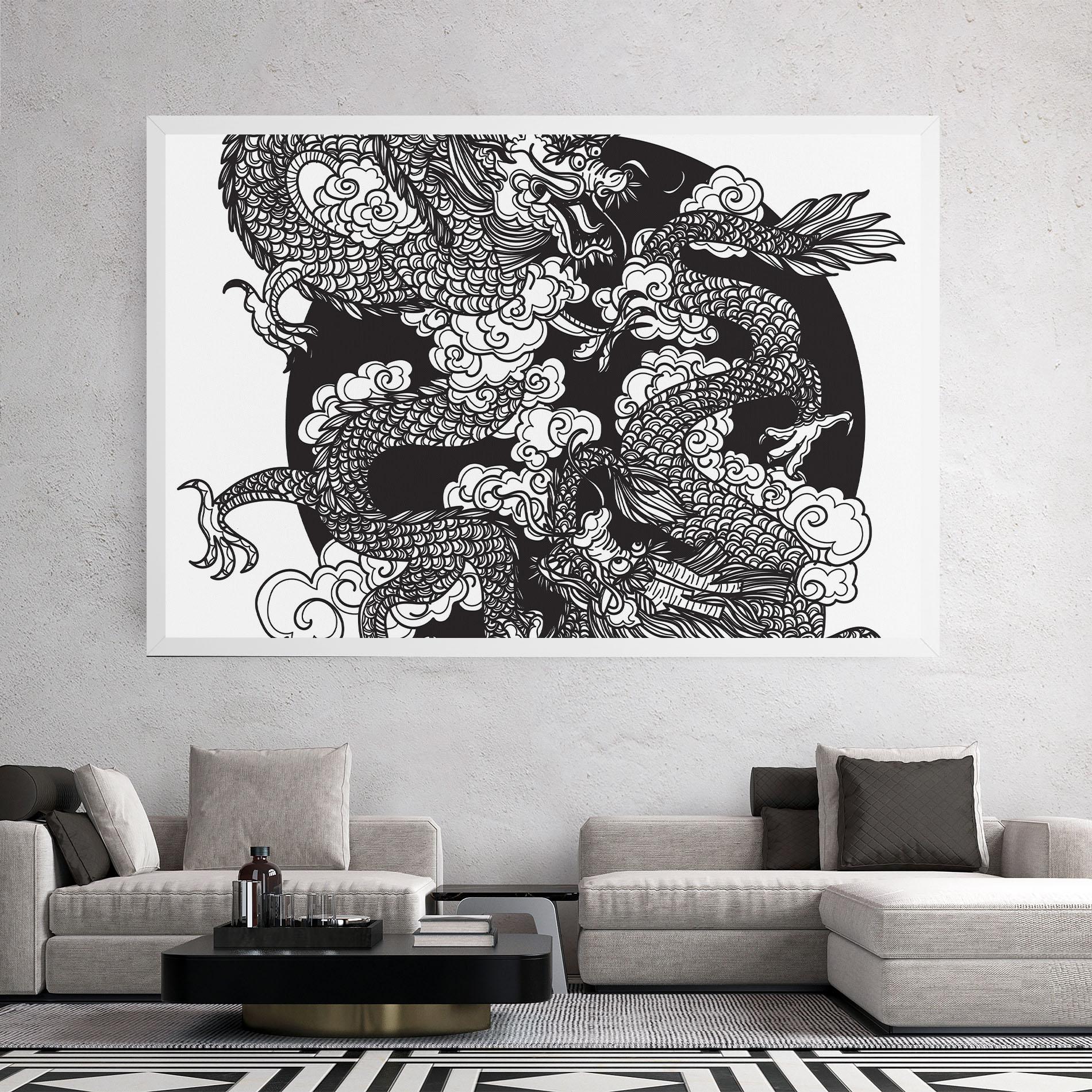 Tablou Canvas Grey Moon Dragon mockup 2