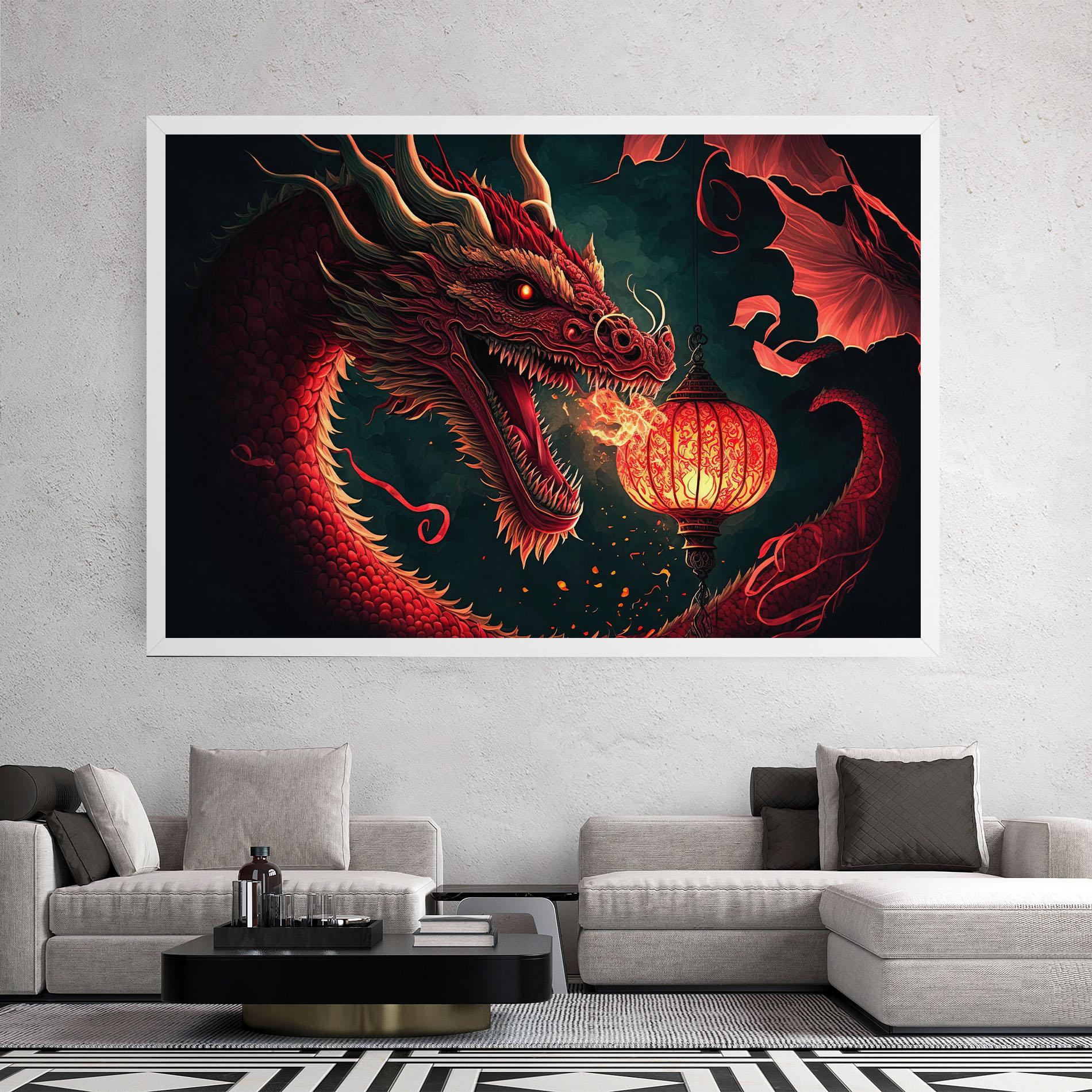 Tablou Canvas Red Fire Dragon mockup 2