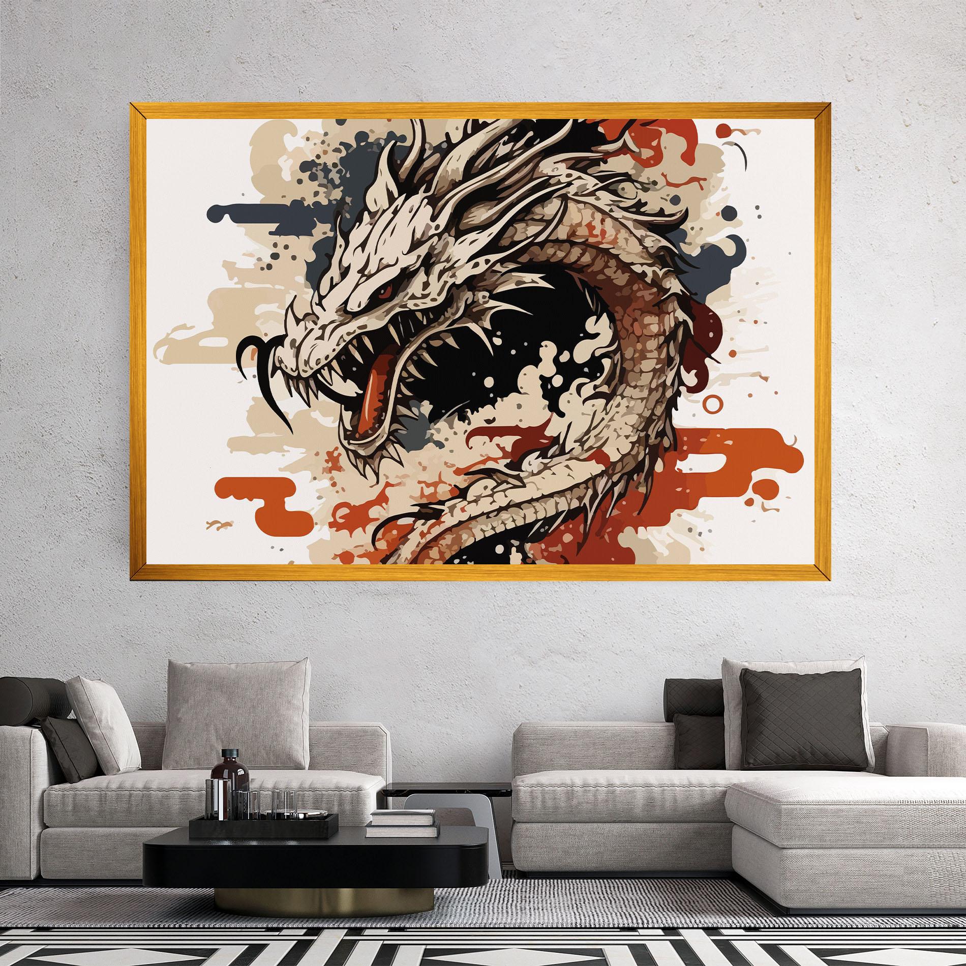 Tablou Canvas Cream Dragon Art mockup 2