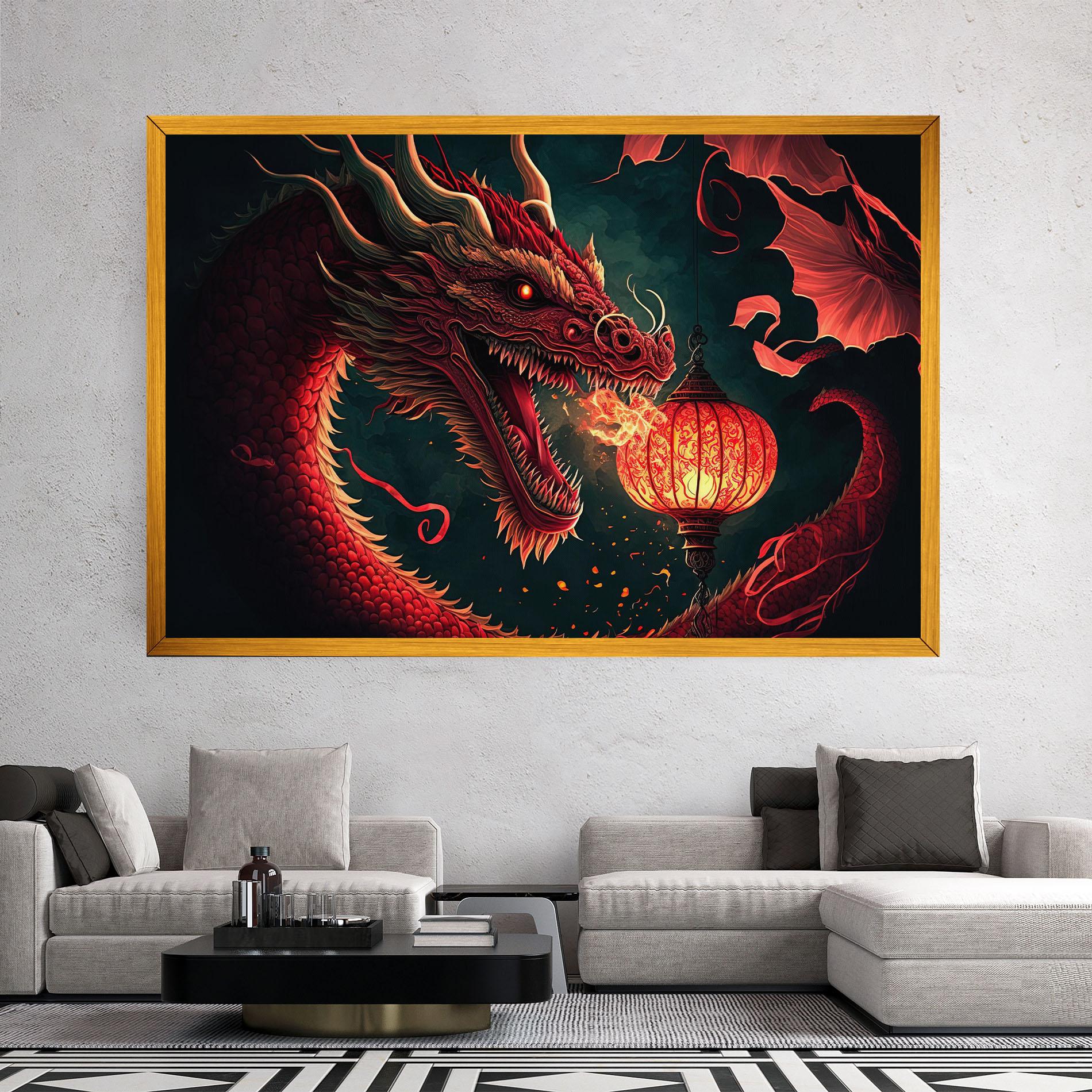 Tablou Canvas Red Fire Dragon mockup 2