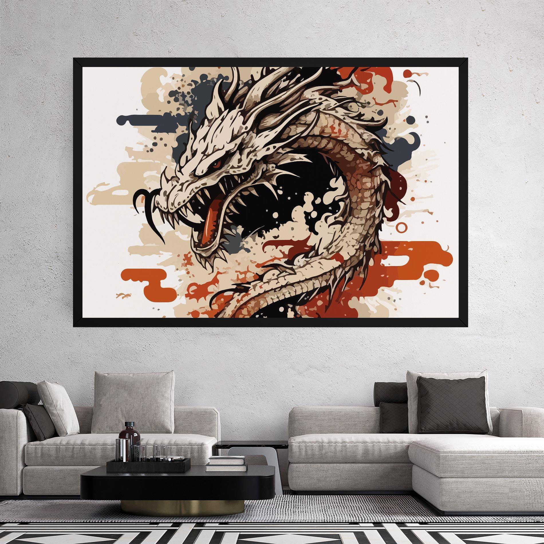 Tablou Canvas Cream Dragon Art mockup 2