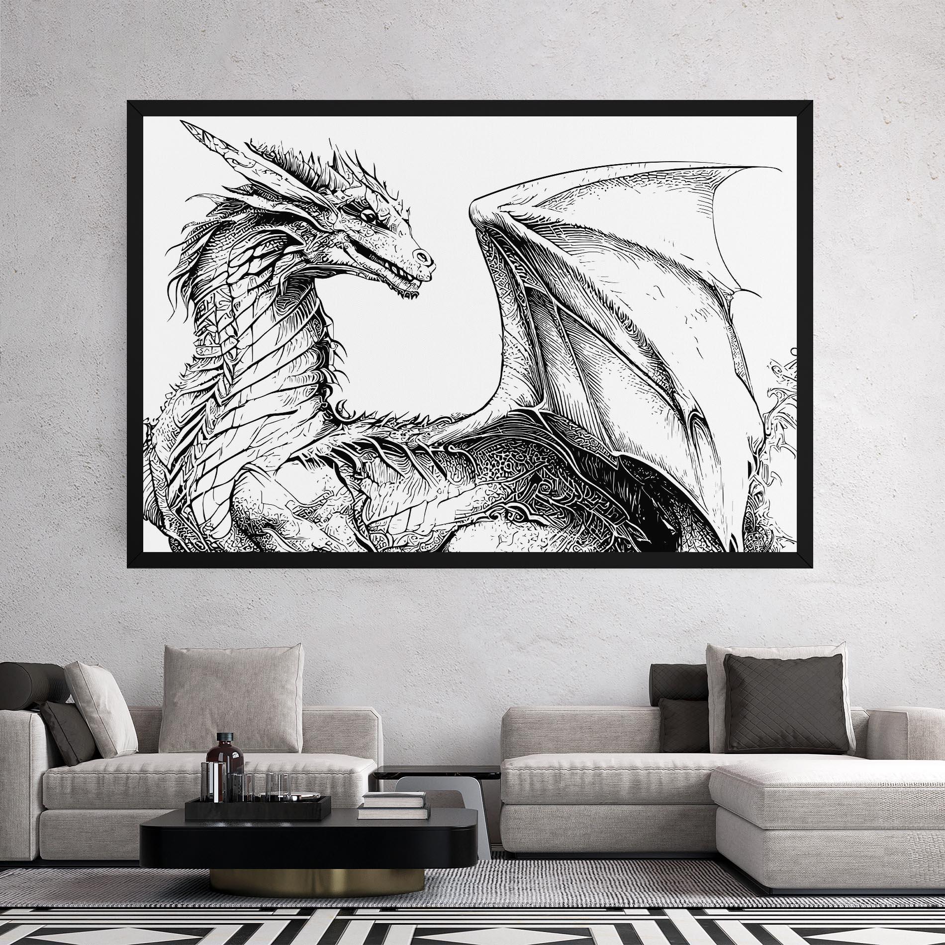 Tablou Canvas Dragon Sketch mockup 2