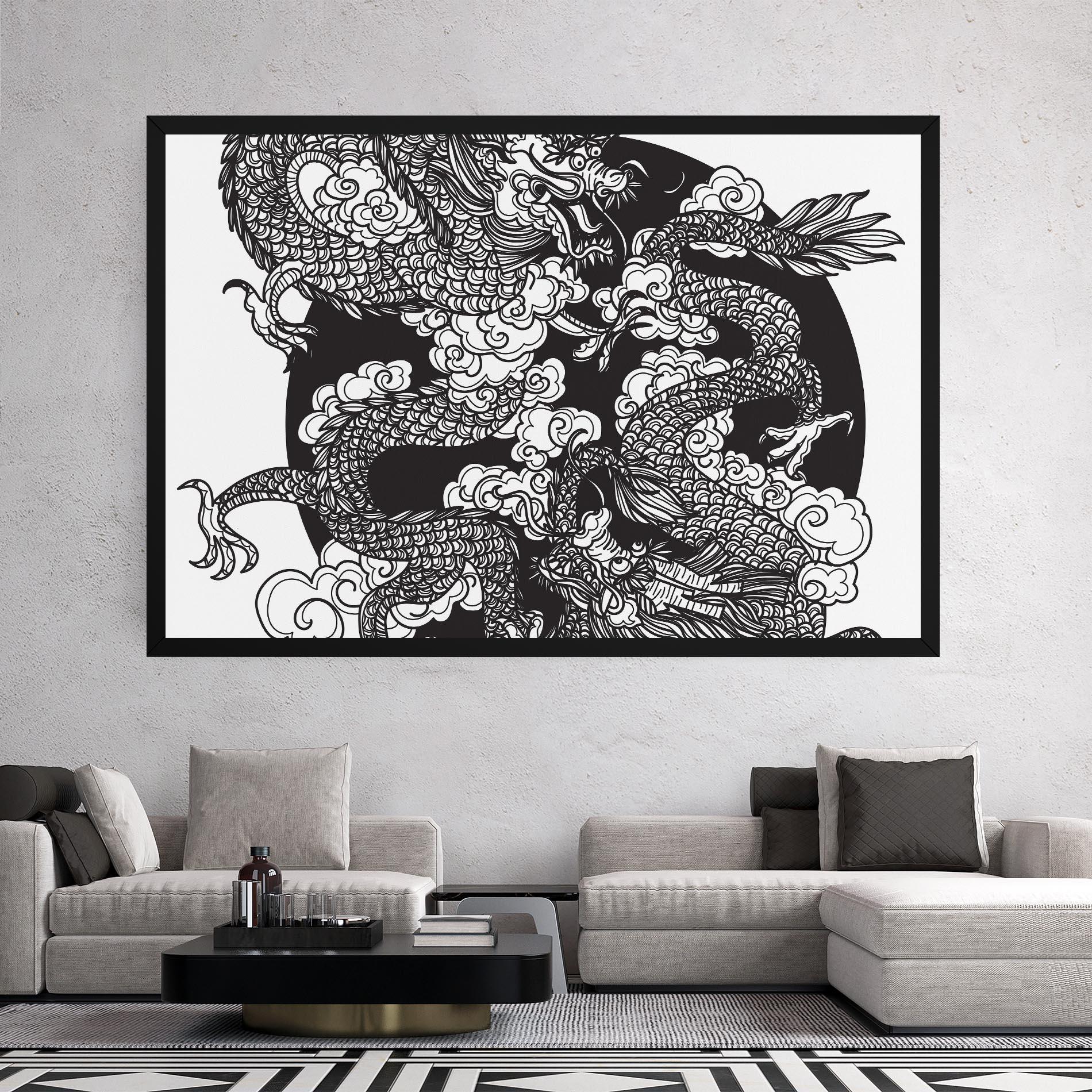 Tablou Canvas Grey Moon Dragon mockup 2