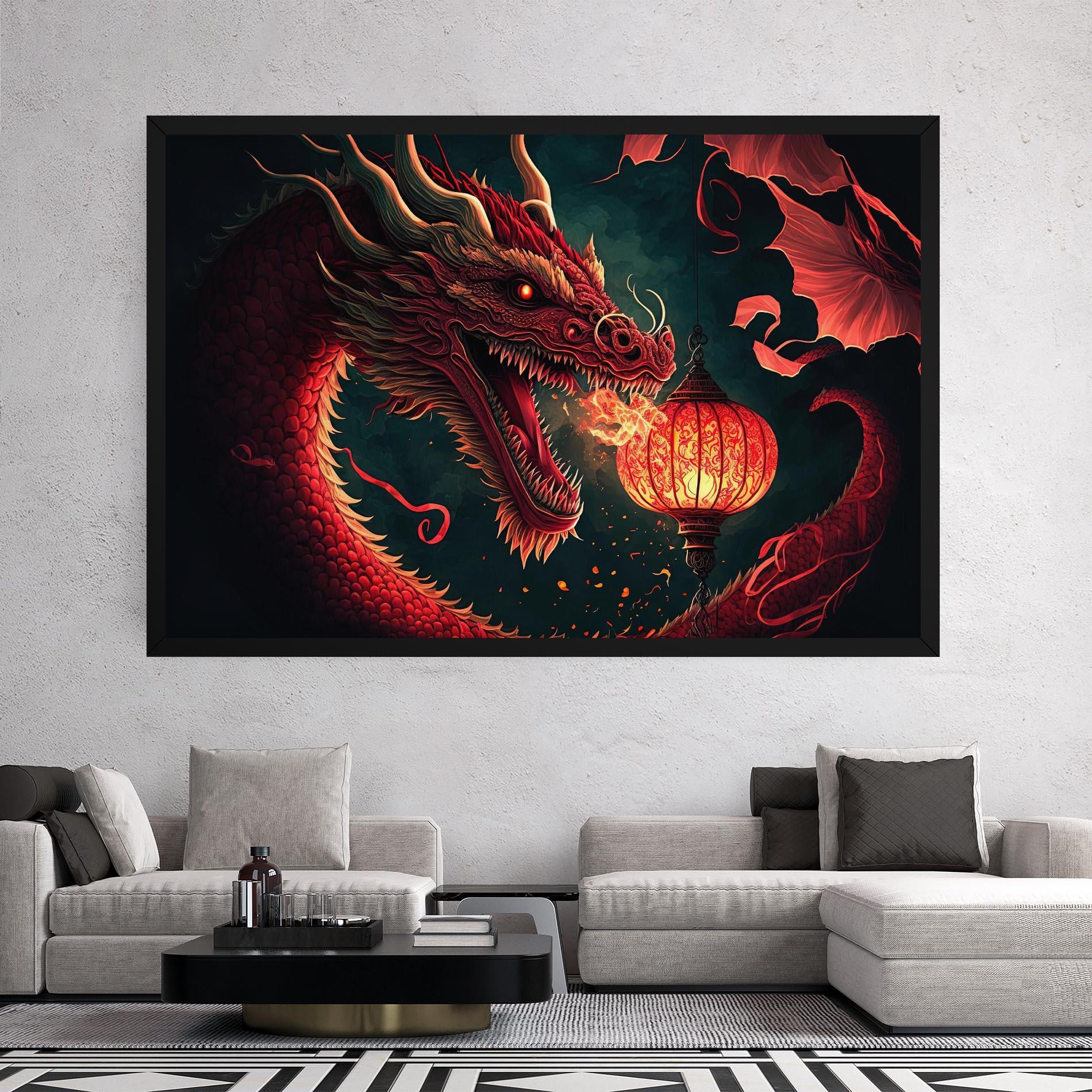 Tablou Canvas Red Fire Dragon mockup 2