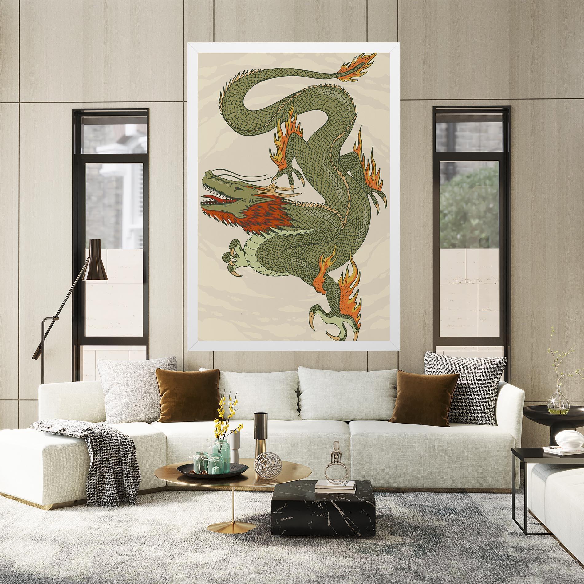 Tablou Canvas Chinese Dragon Green mockup 2