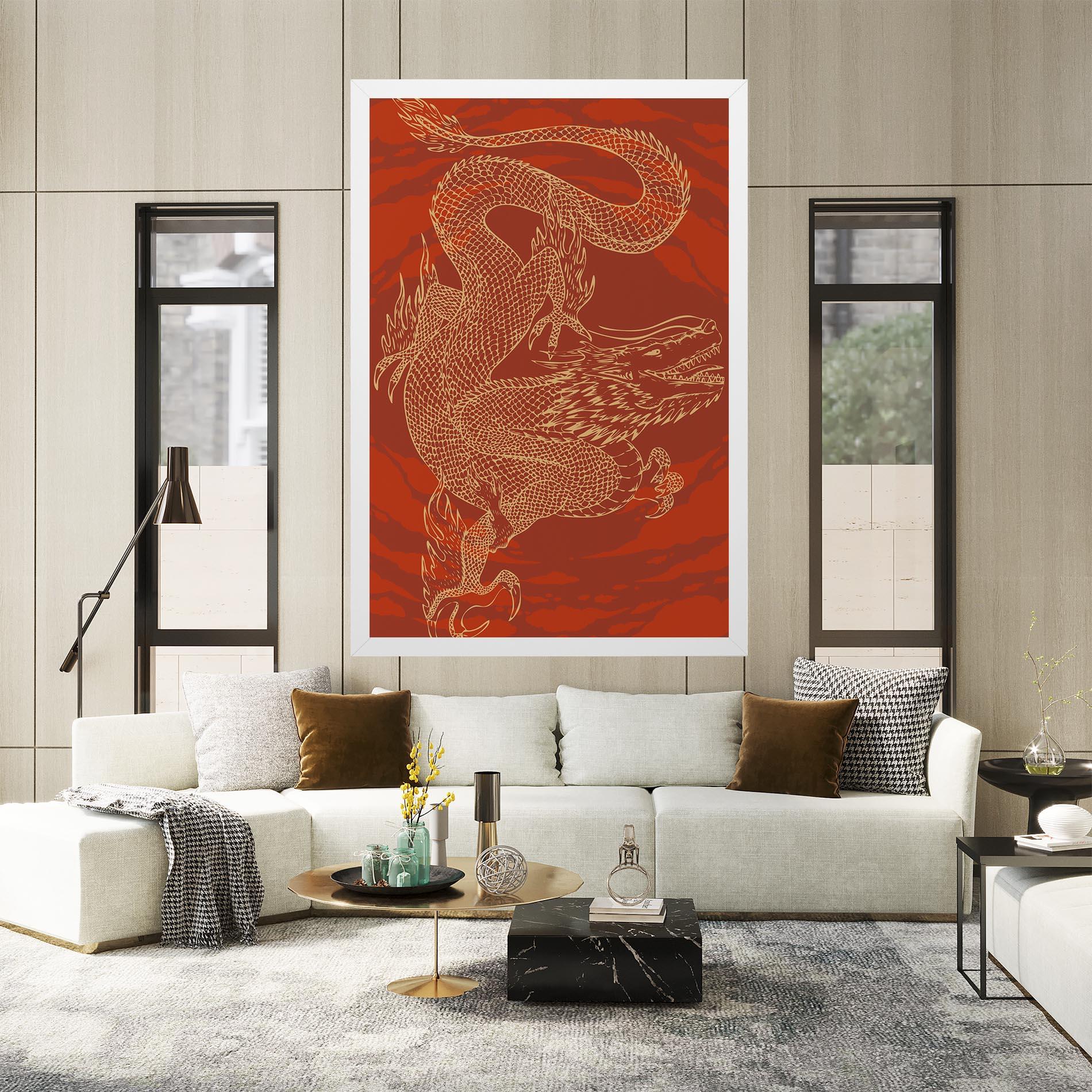 Tablou Canvas Chinese Dragon Red mockup 2