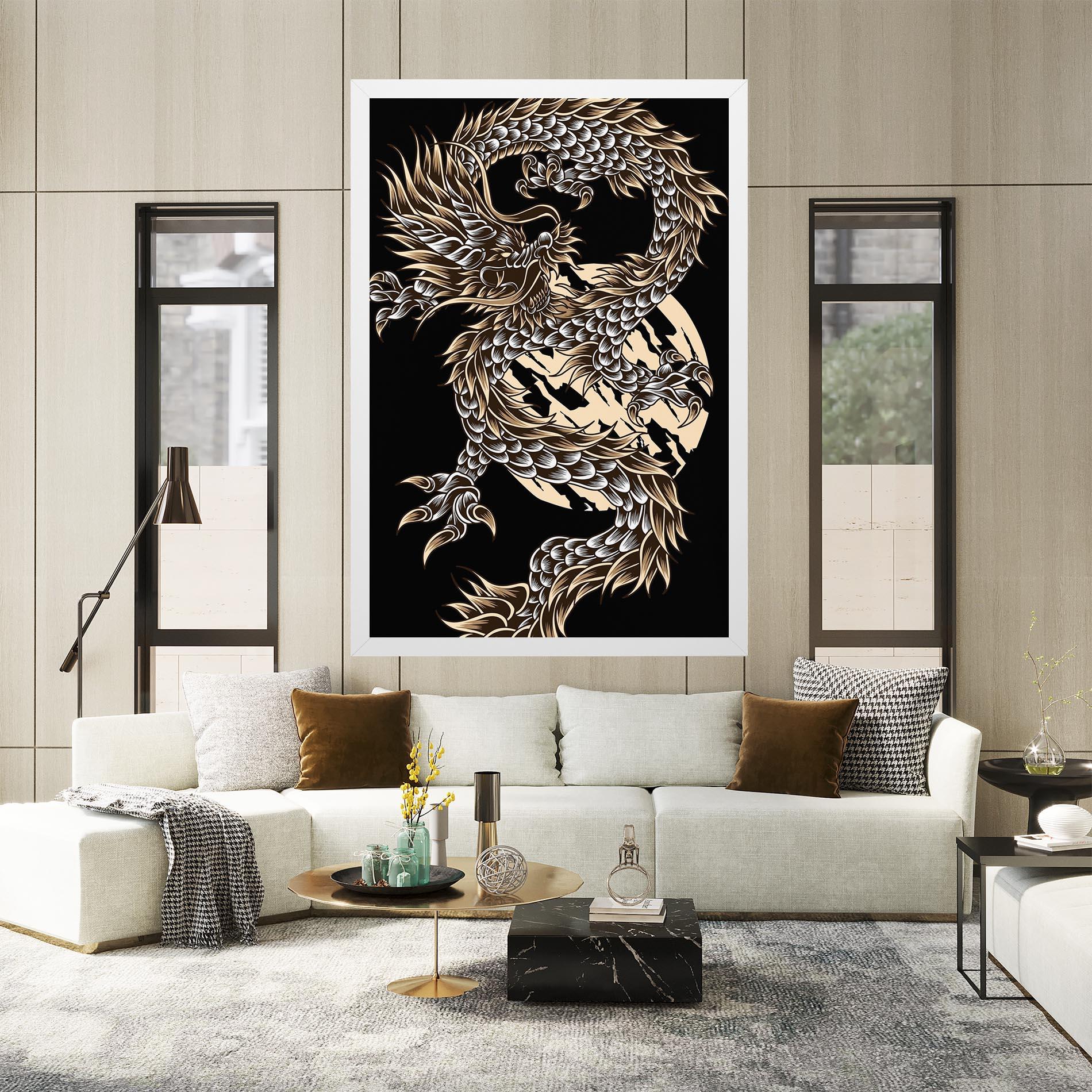 Tablou Canvas Cream Moon Dragon mockup 2