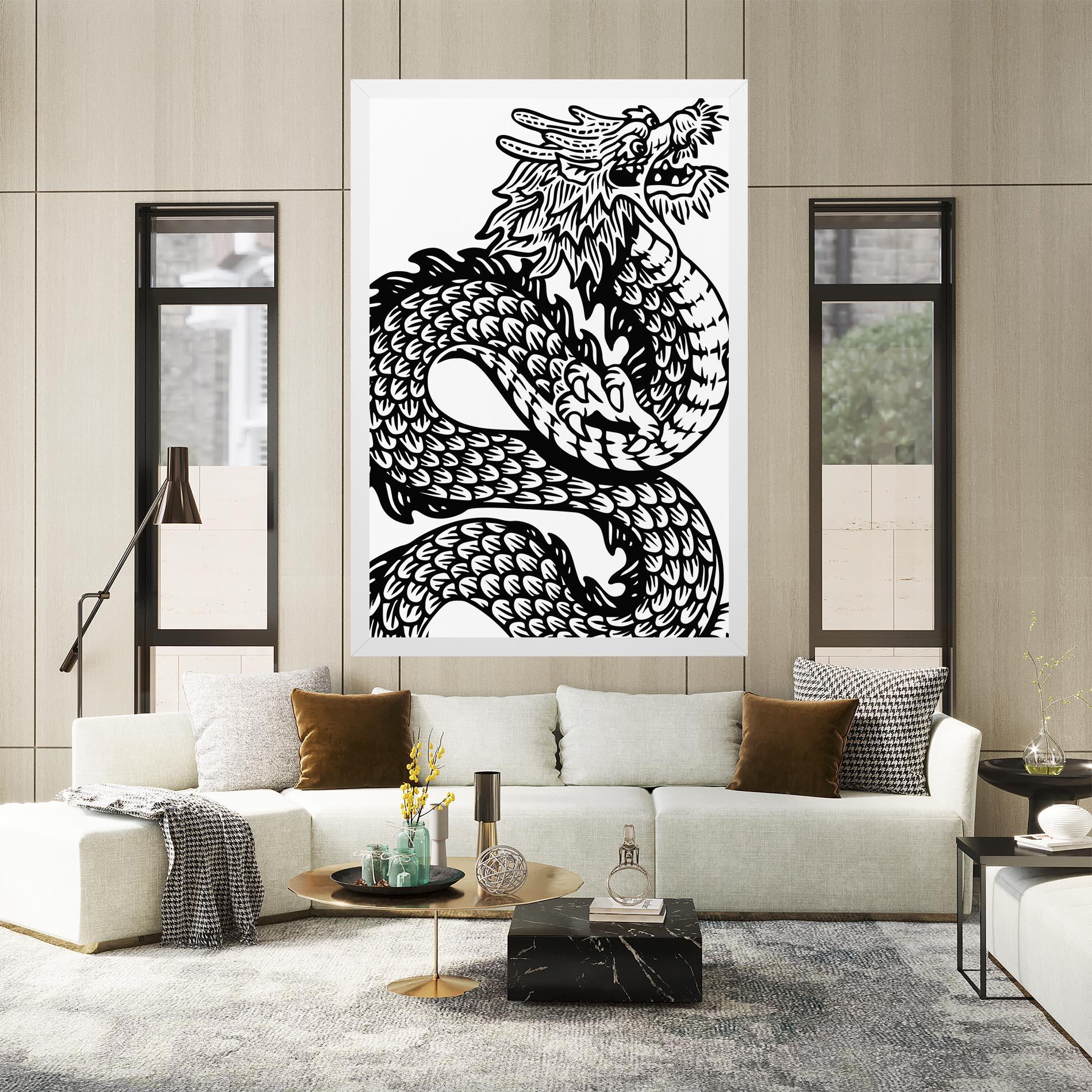 Tablou Canvas Dragon Black Line mockup 2