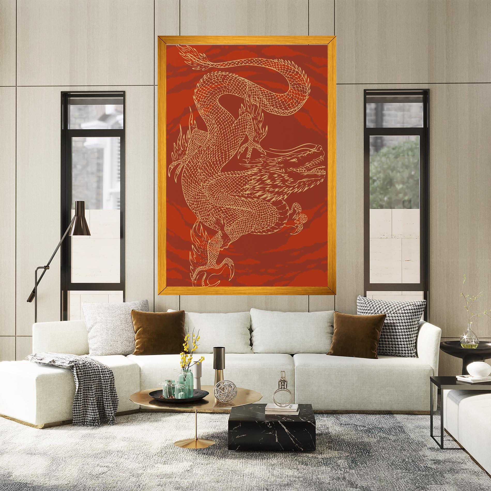 Tablou Canvas Chinese Dragon Red mockup 2