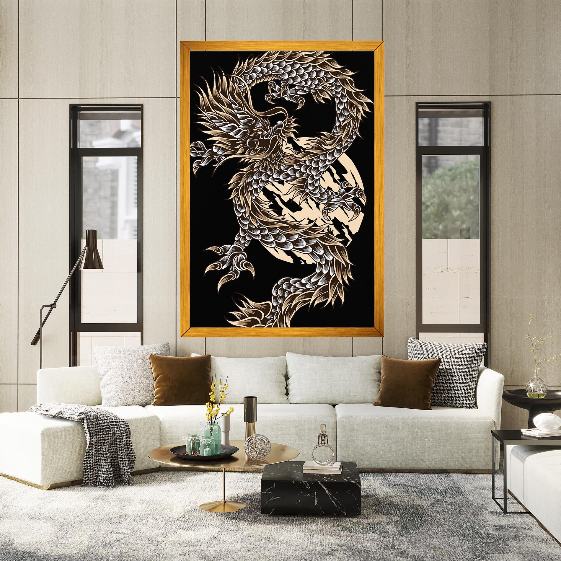 Tablou Canvas Cream Moon Dragon mockup 2