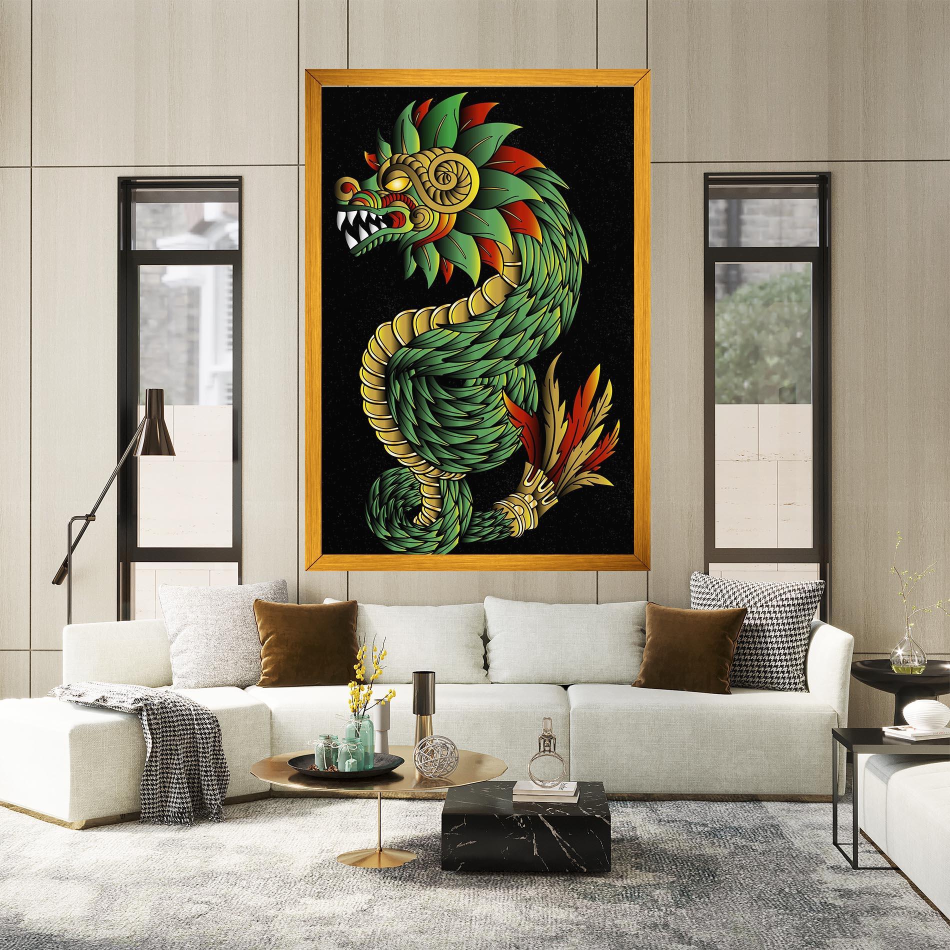 Tablou Canvas Green Yellow Dragon mockup 2