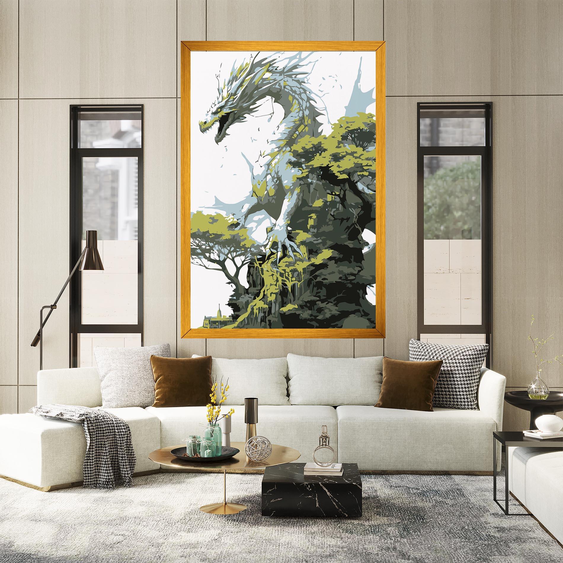 Tablou Canvas Grey Nature Dragon mockup 2