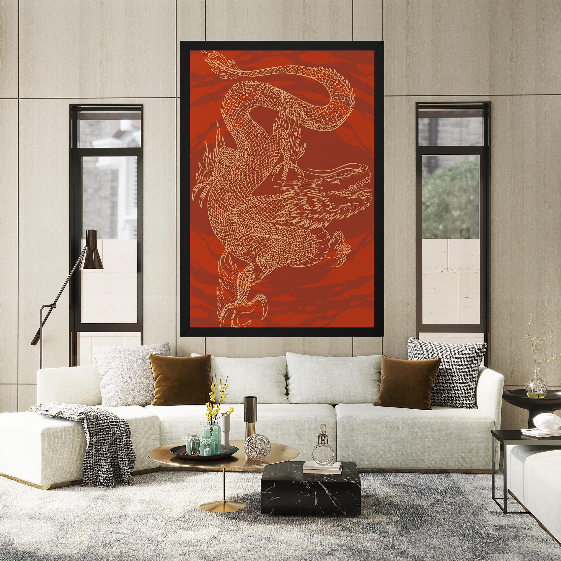 Tablou Canvas Chinese Dragon Red mockup 2