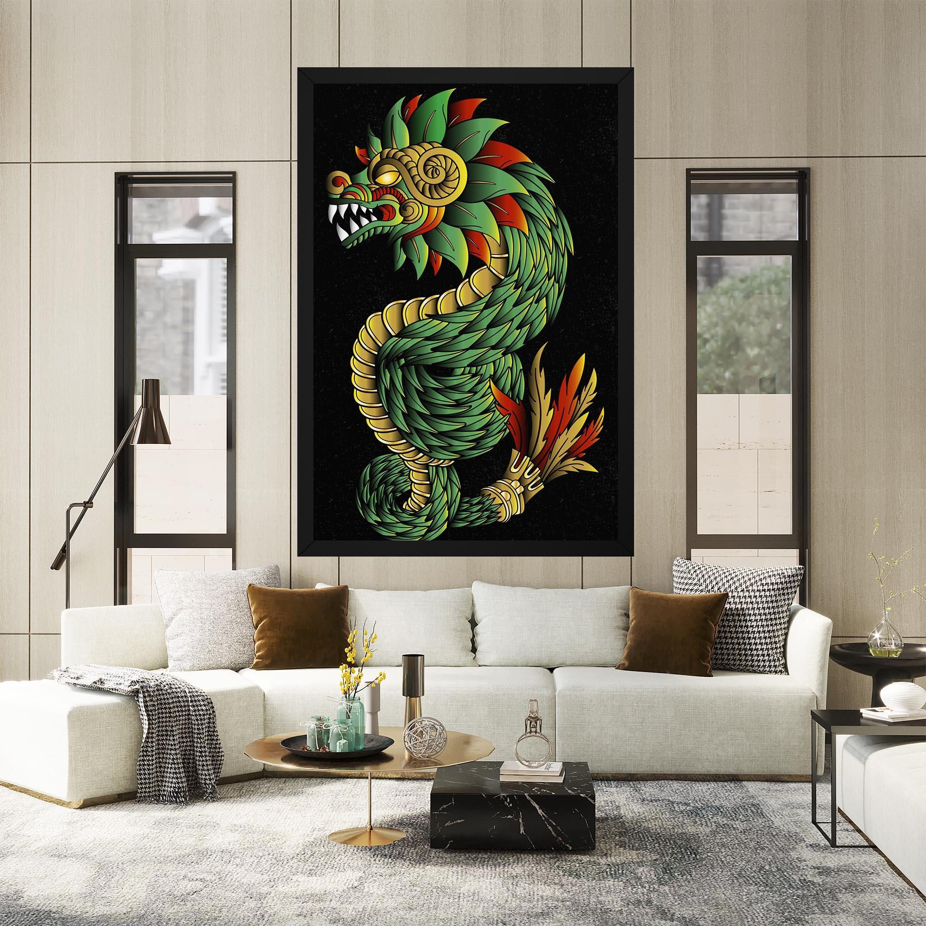Tablou Canvas Green Yellow Dragon mockup 2