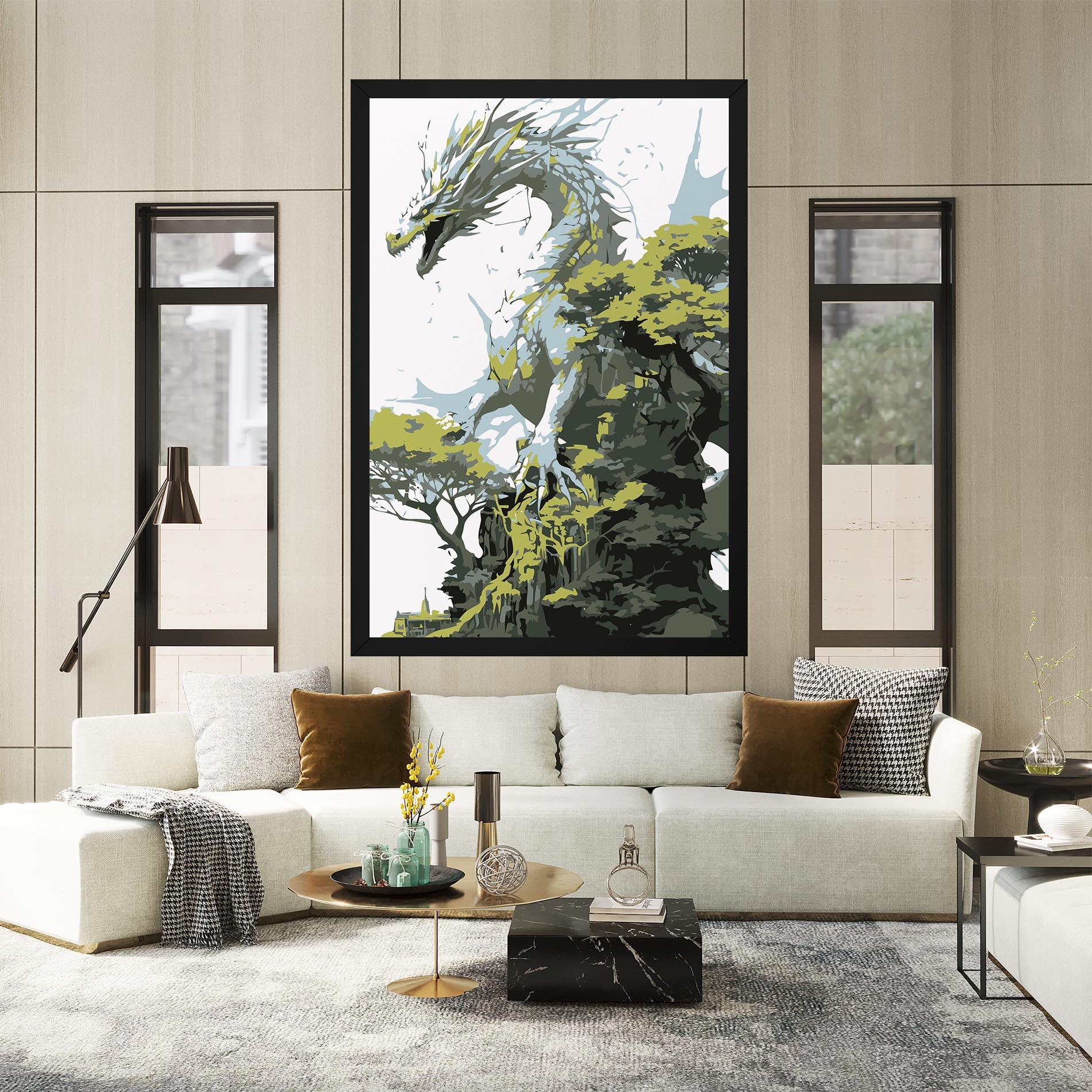 Tablou Canvas Grey Nature Dragon mockup 2