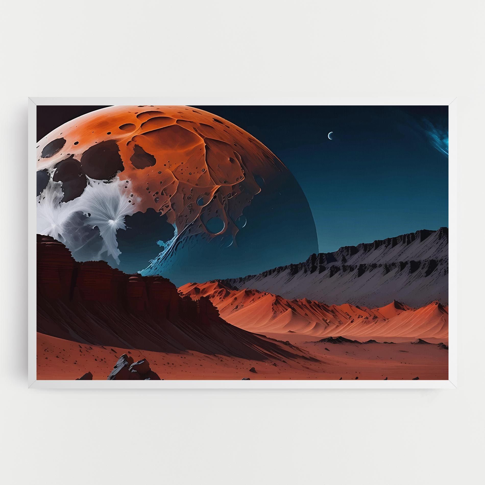 Grey Orange Moon Art mockup 0