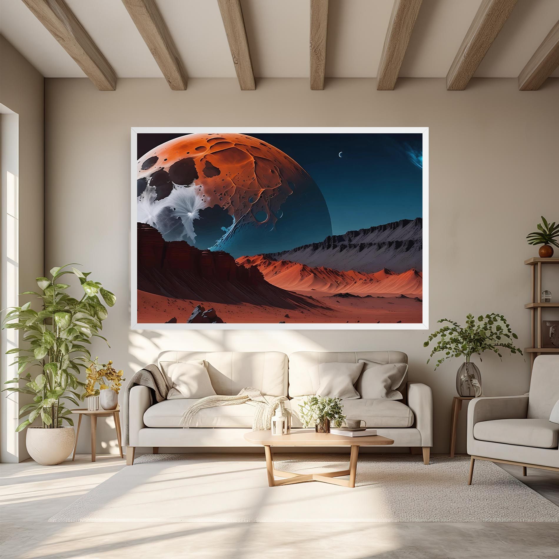 Grey Orange Moon Art mockup 6