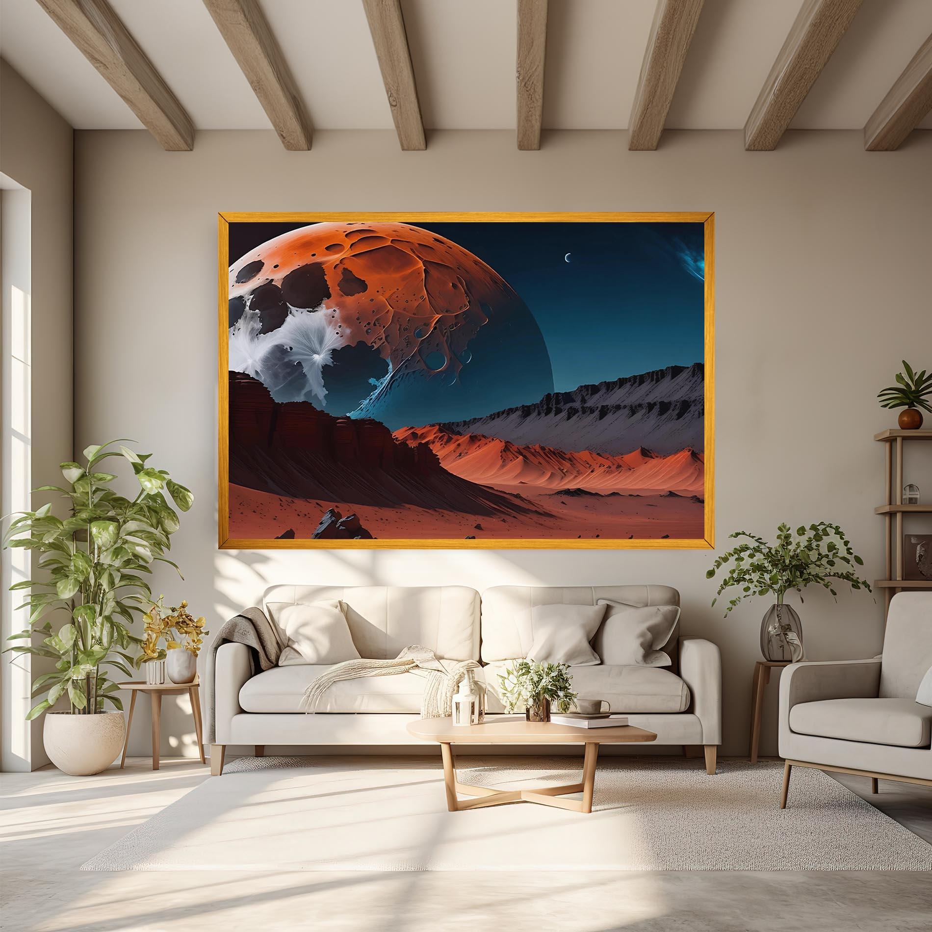 Tablou Canvas Grey Orange Moon Art mockup 6