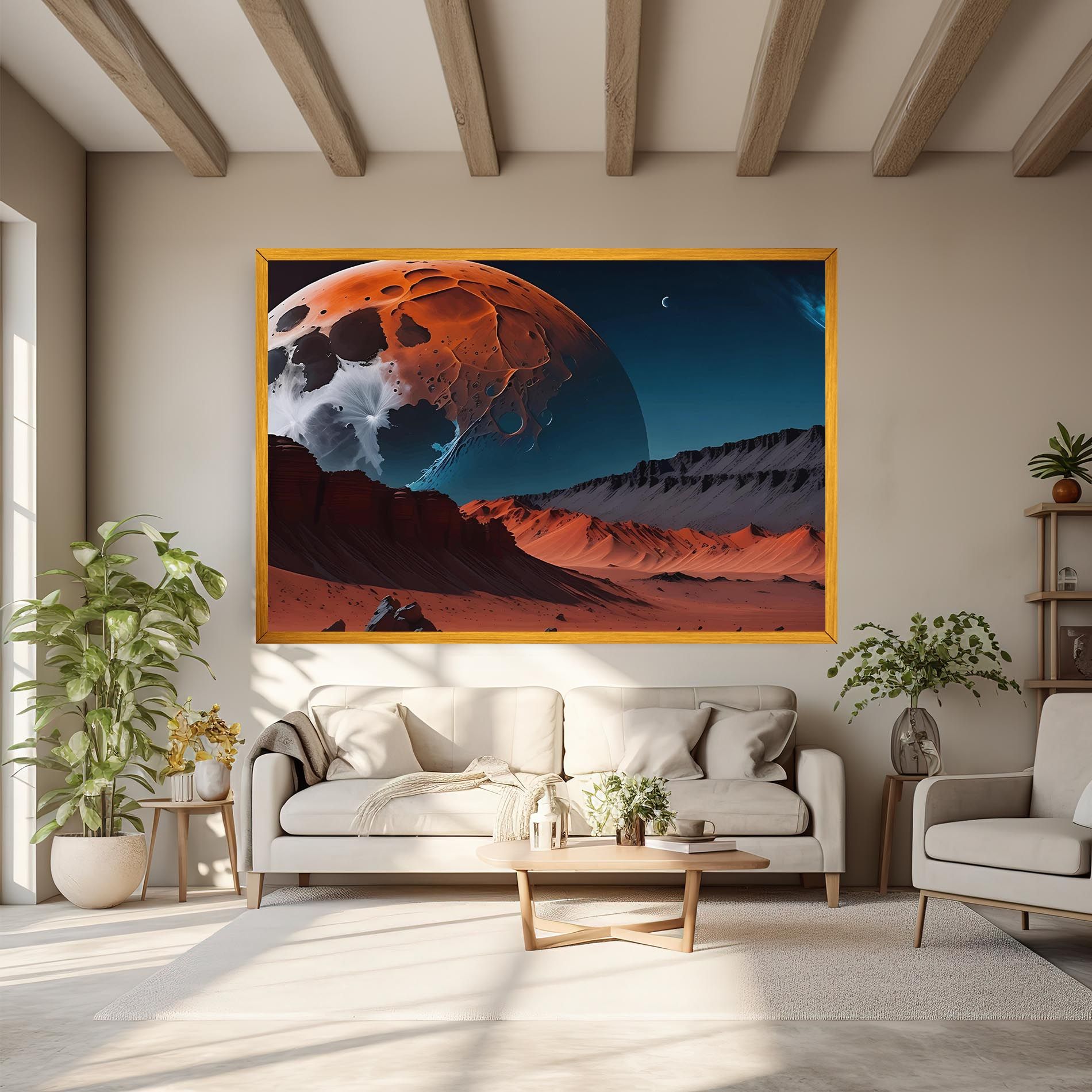 Grey Orange Moon Art mockup 6