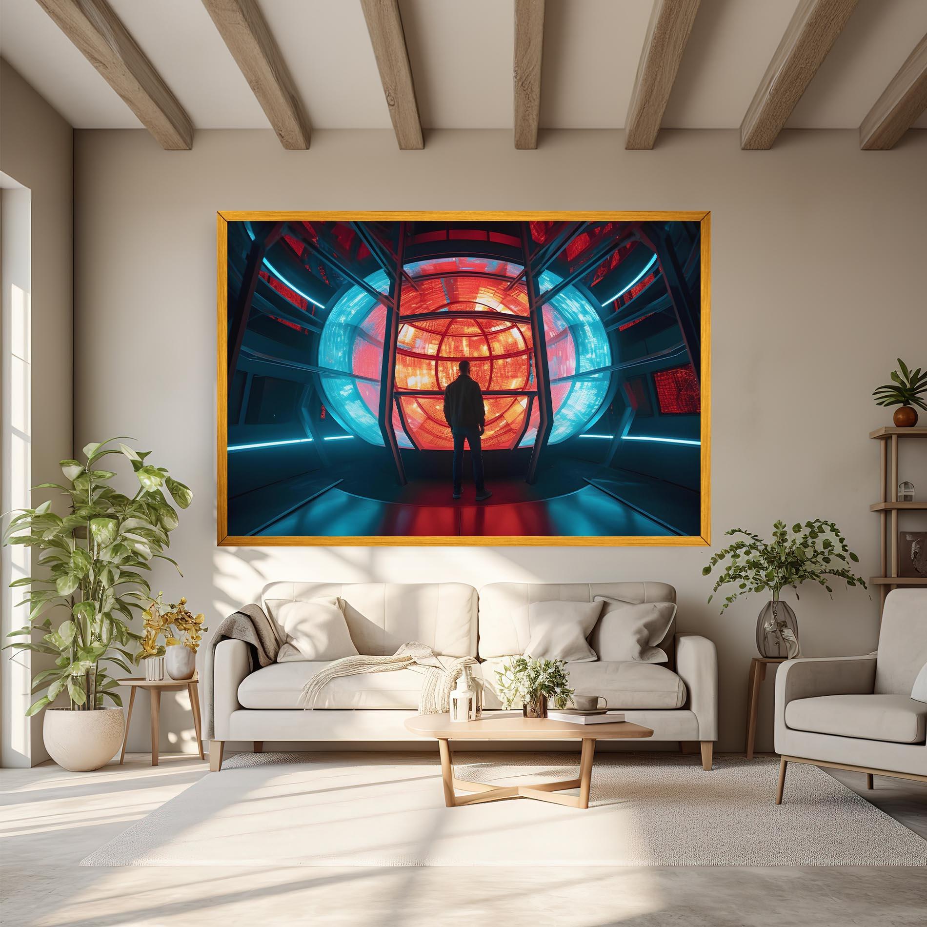 Tablou Canvas Tunnel Red Blue Light mockup 6