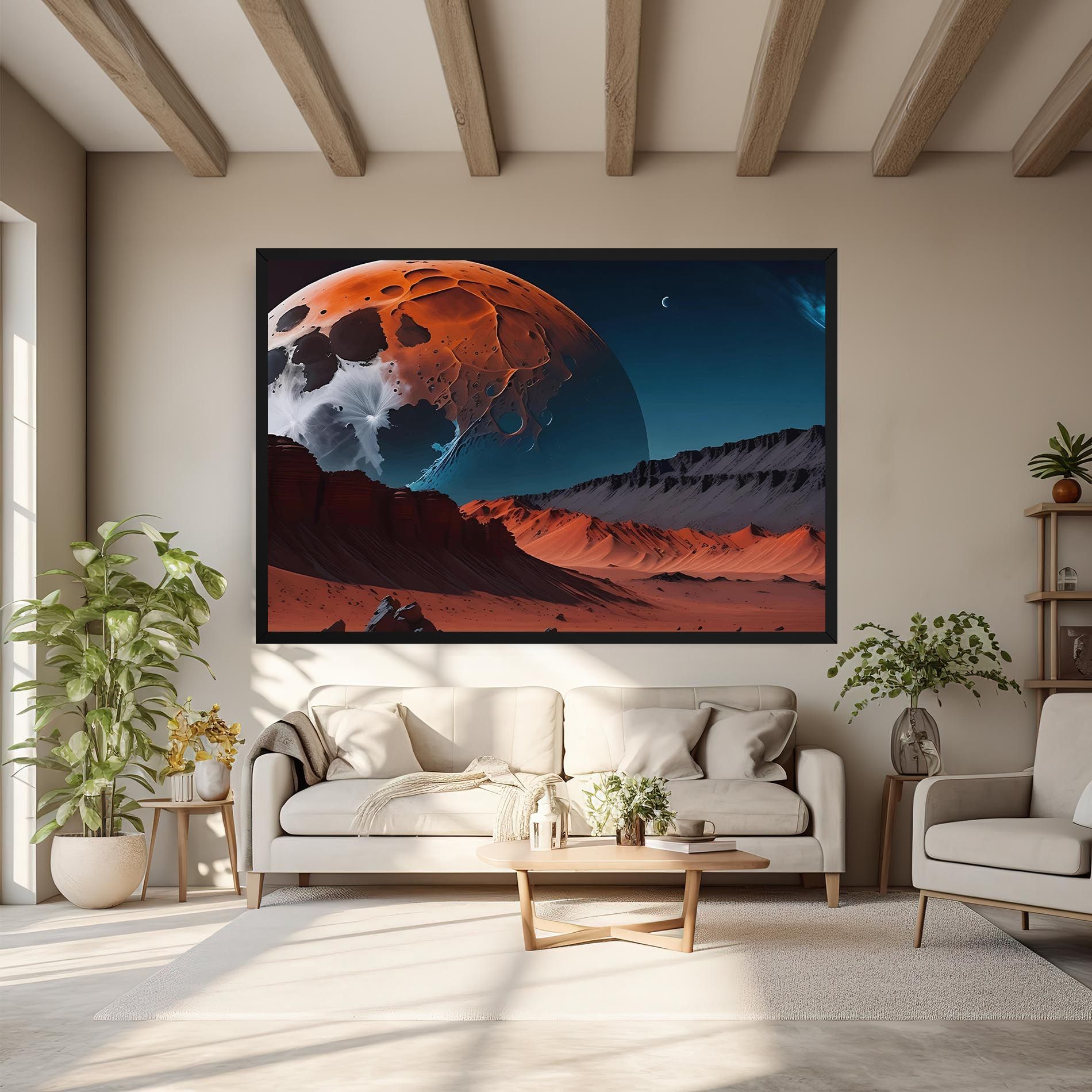 Grey Orange Moon Art mockup 6