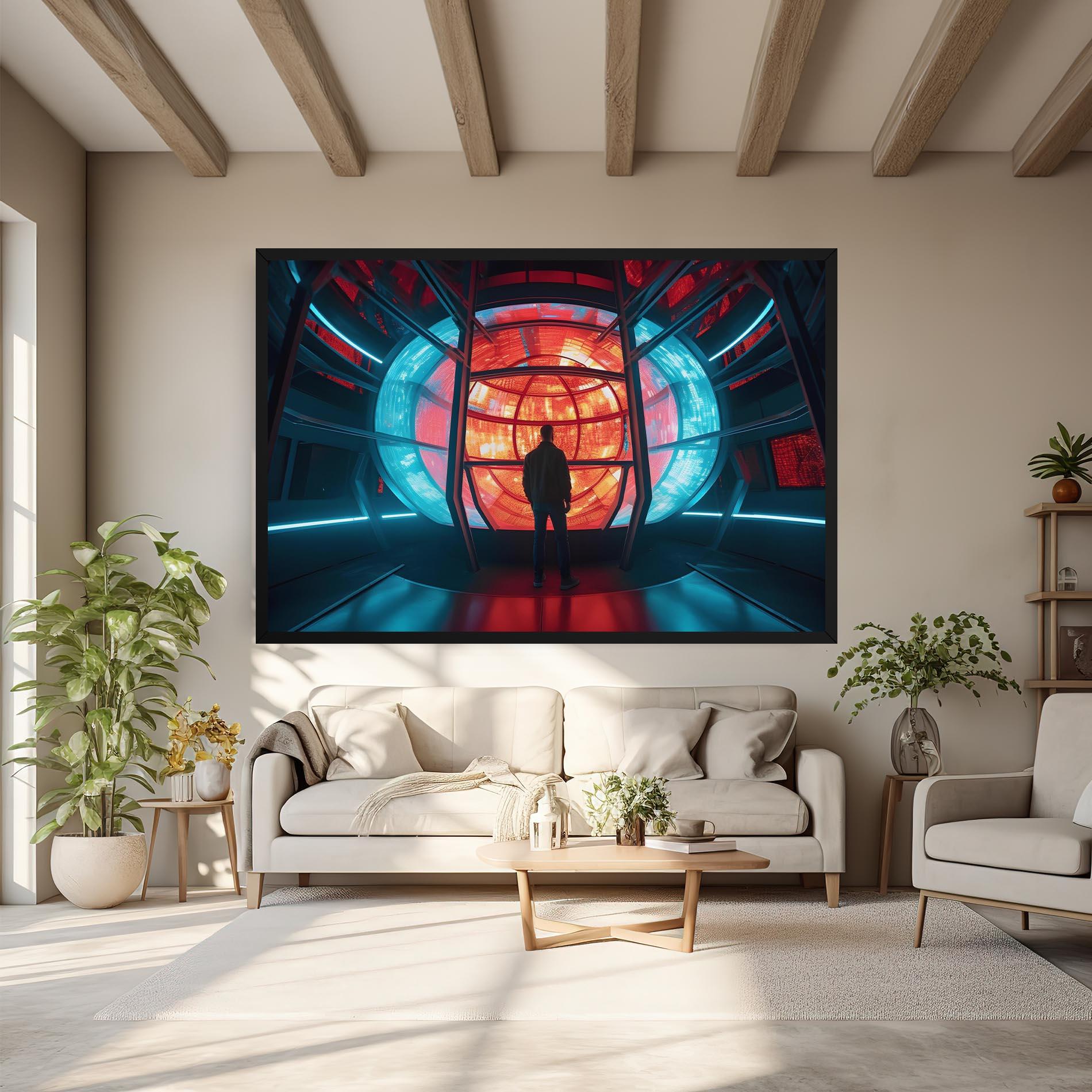 Tablou Canvas Tunnel Red Blue Light mockup 6