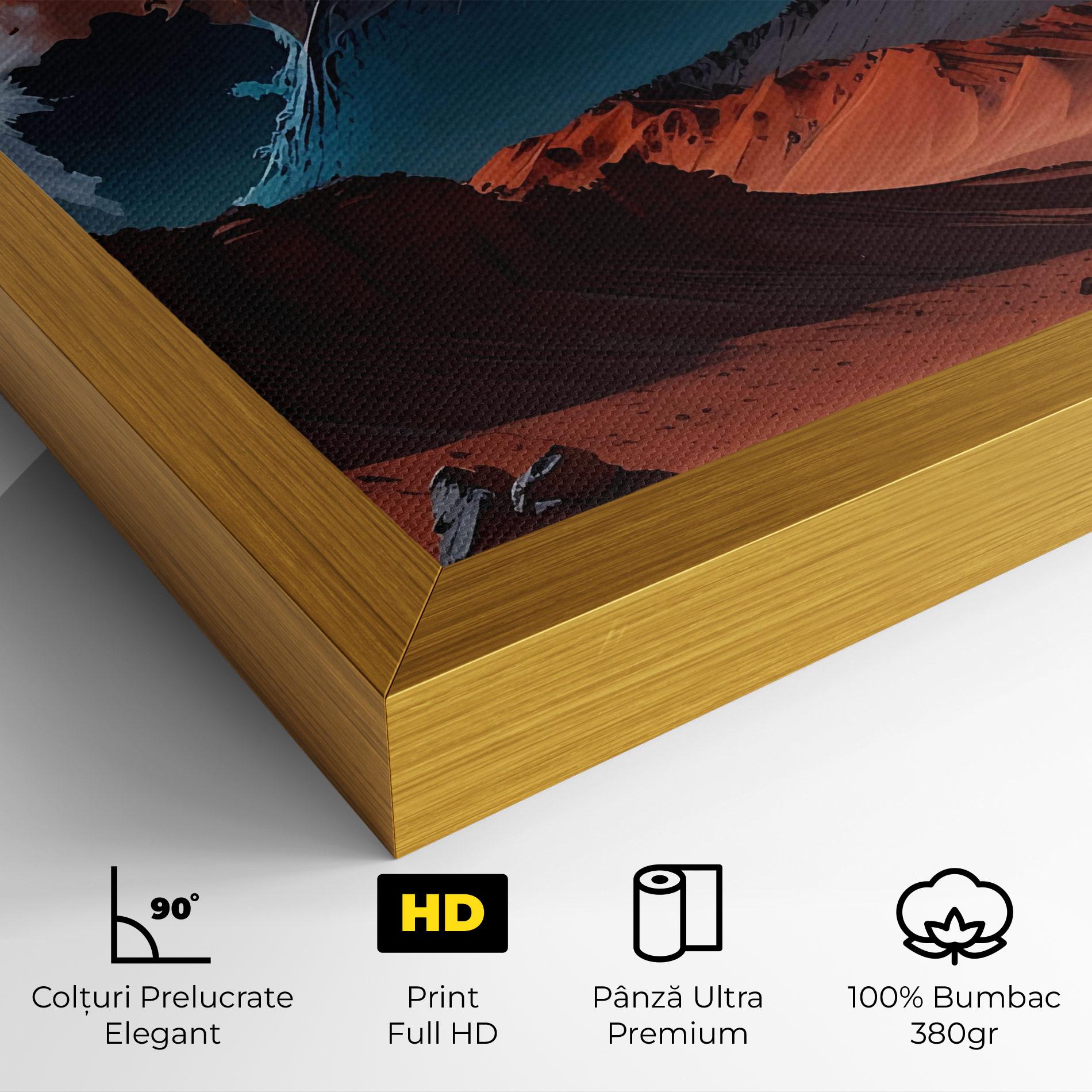 Tablou Canvas Grey Orange Moon Art mockup 4