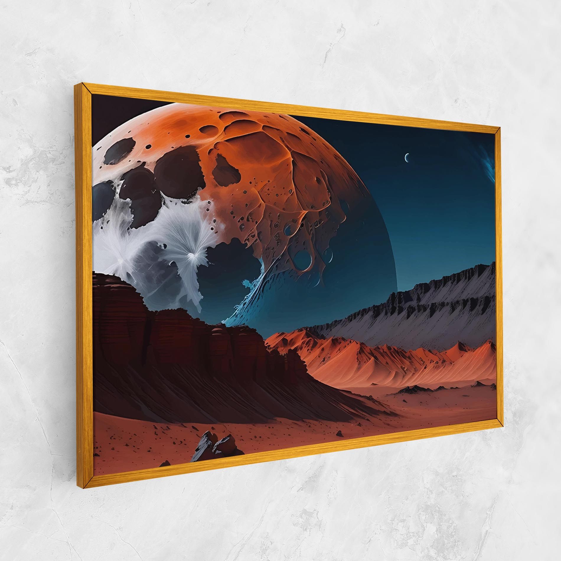 Grey Orange Moon Art mockup 1