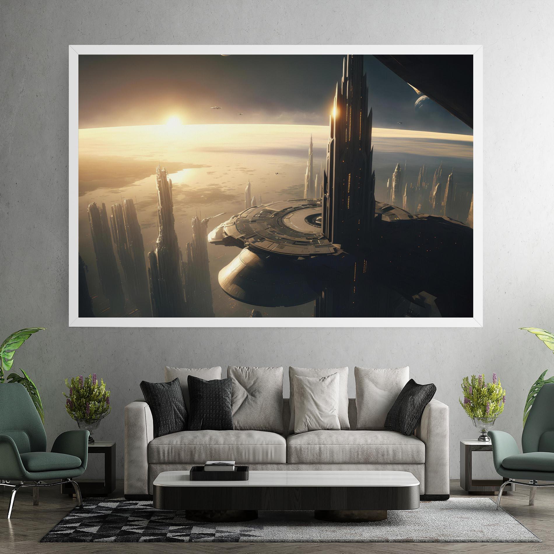Tablou Canvas Fantasy Futuristic Cityscape mockup 7