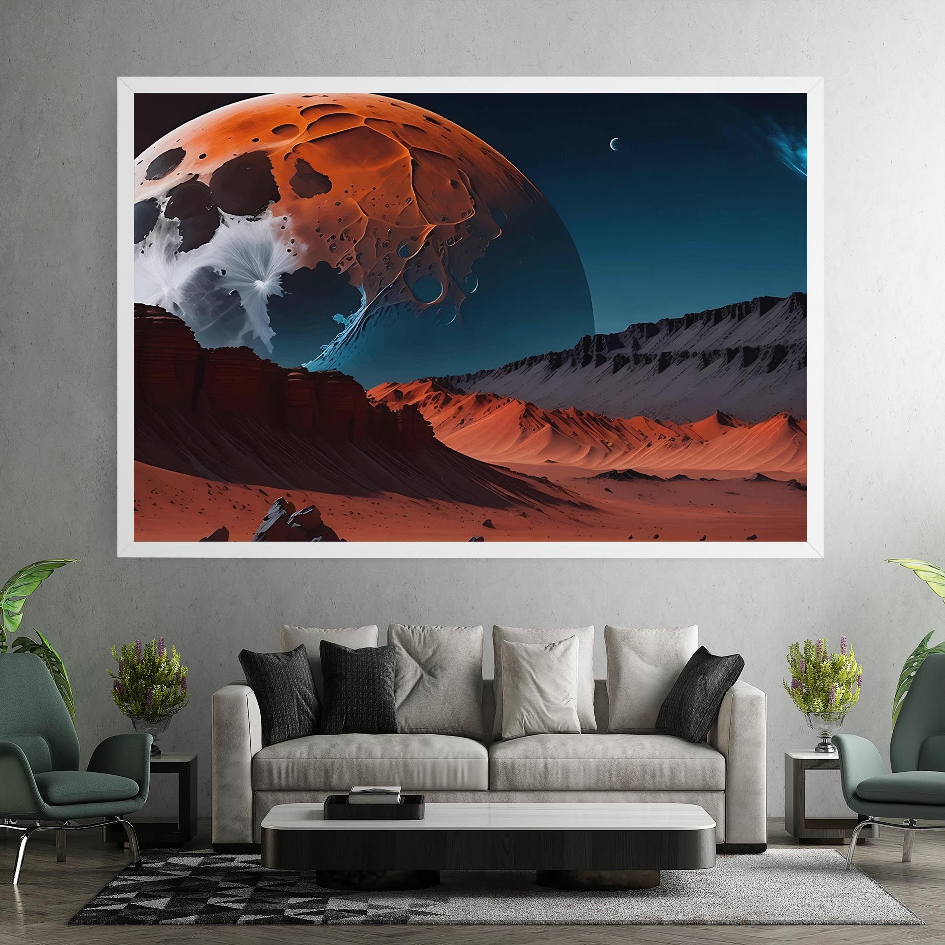 Grey Orange Moon Art mockup 7