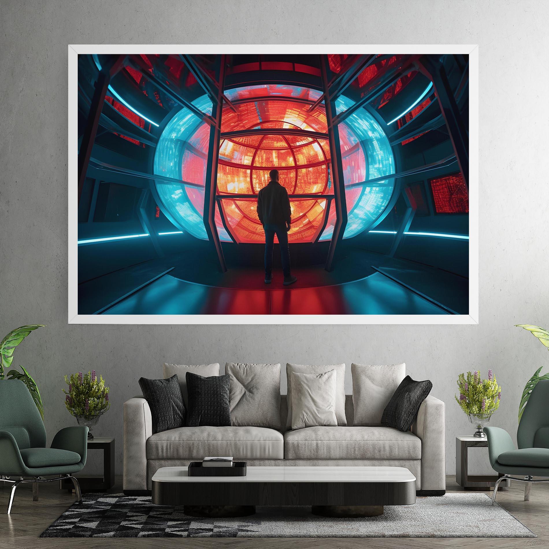 Tablou Canvas Tunnel Red Blue Light mockup 7