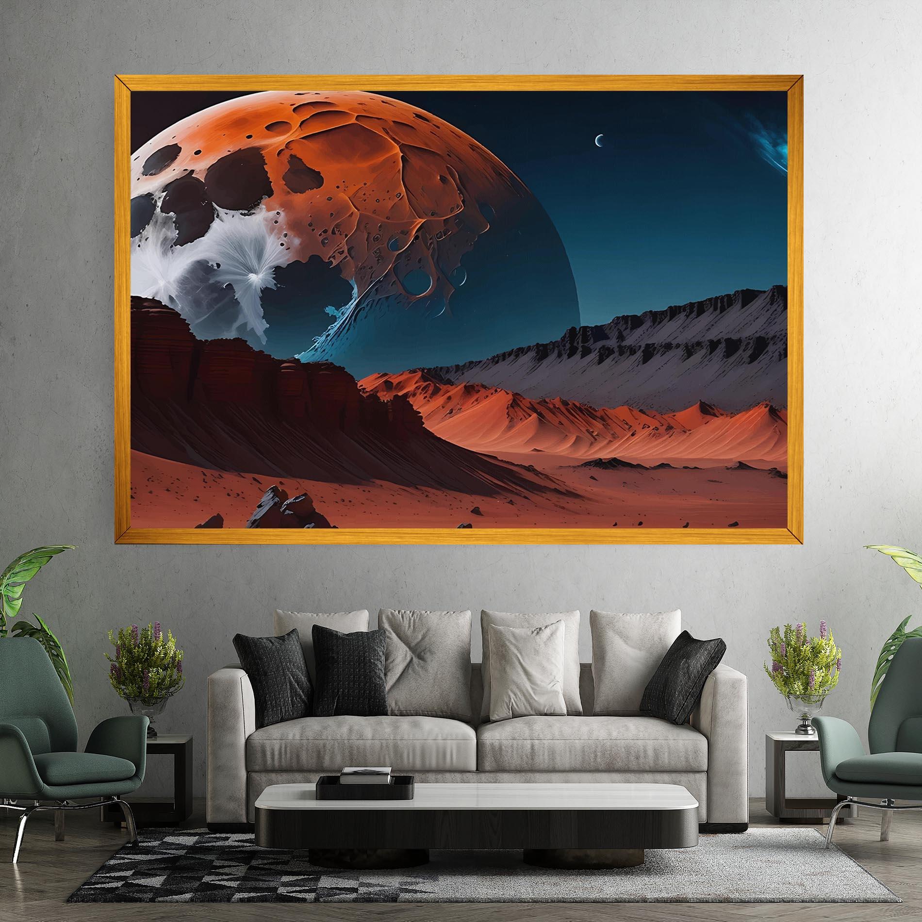 Tablou Canvas Grey Orange Moon Art mockup 7